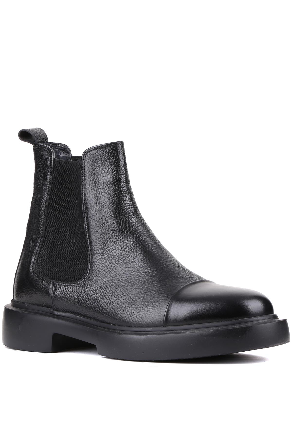 Shoetyle - Siyah Deri Erkek Chelsea Bot 250-080
