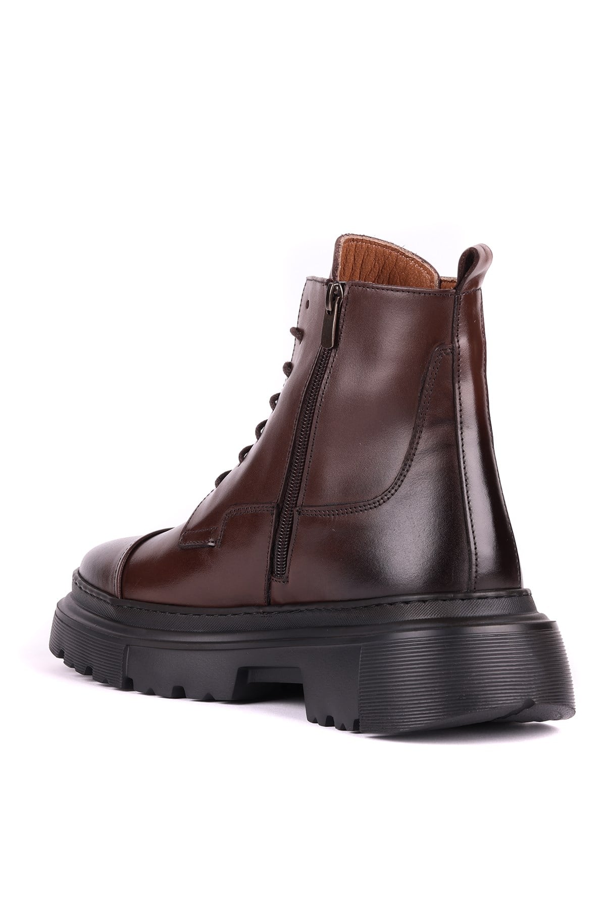 Shoetyle - Hakiki Deri Kahverengi Fermuarlı Erkek Postal Bot - 250-13-206