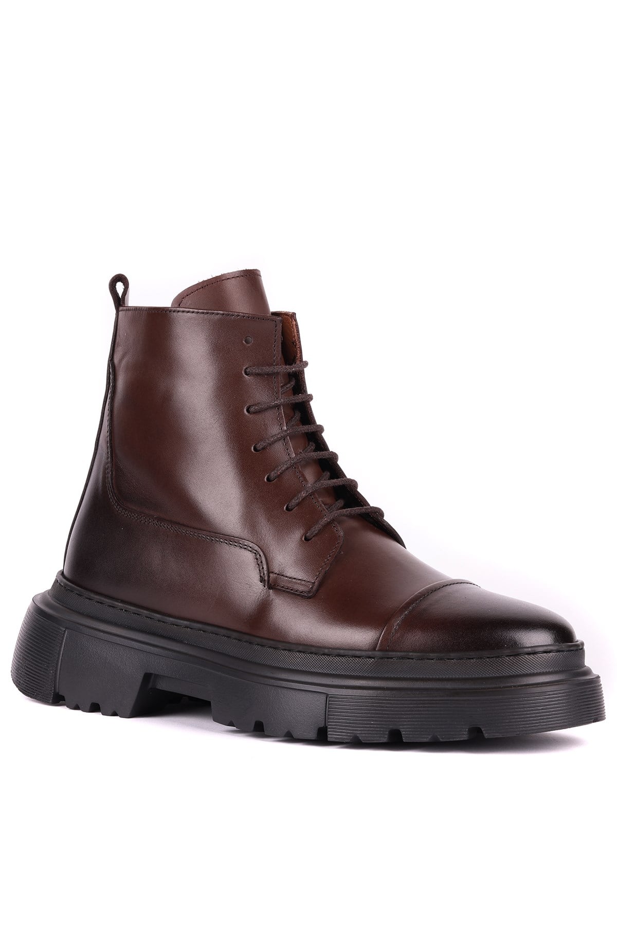 Shoetyle - Hakiki Deri Kahverengi Fermuarlı Erkek Postal Bot - 250-13-206