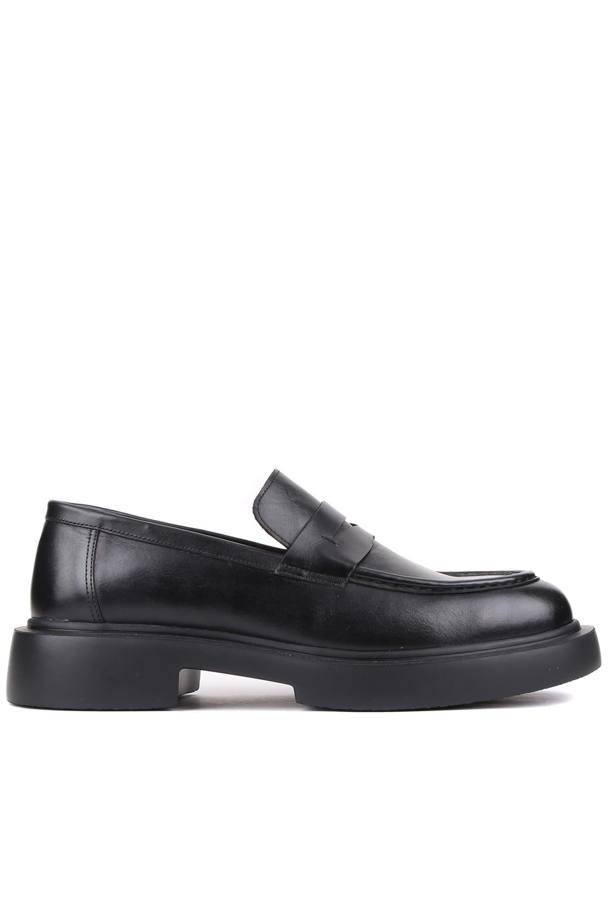 Shoetyle - Siyah Deri Bağcıksız Erkek Klasik Ayakkabı 250-2375