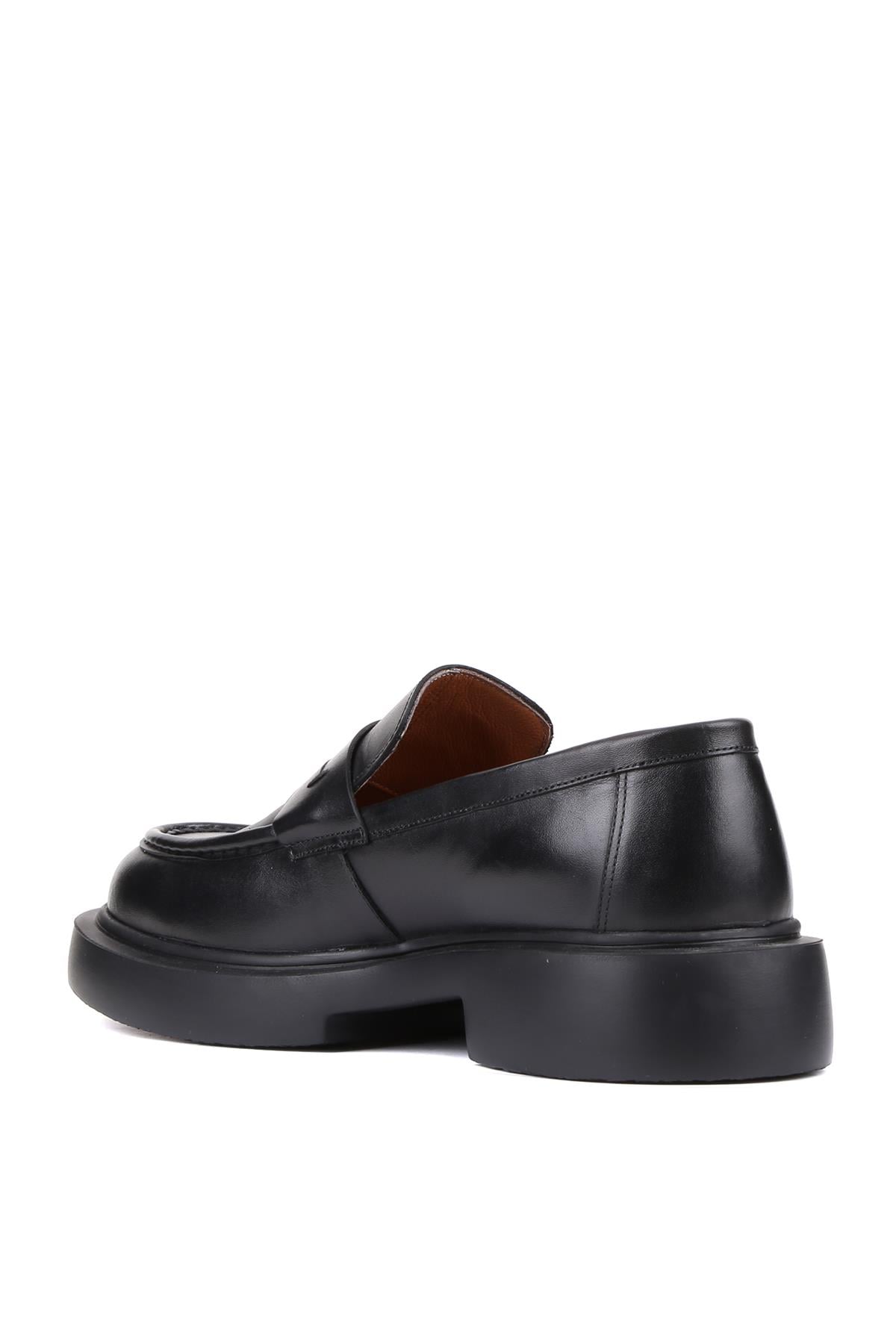 Shoetyle - Siyah Deri Bağcıksız Erkek Klasik Ayakkabı 250-2375