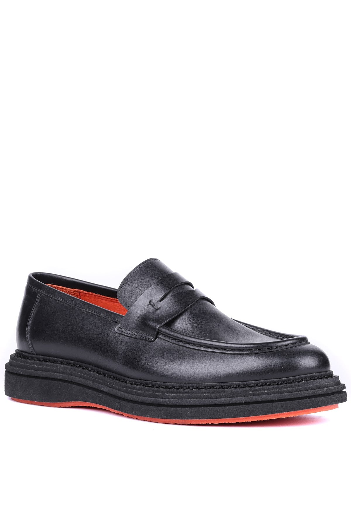 Shoetyle - Siyah Hakiki Deri Bağcıksız Erkek Günlük Ayakkabı 250-2575