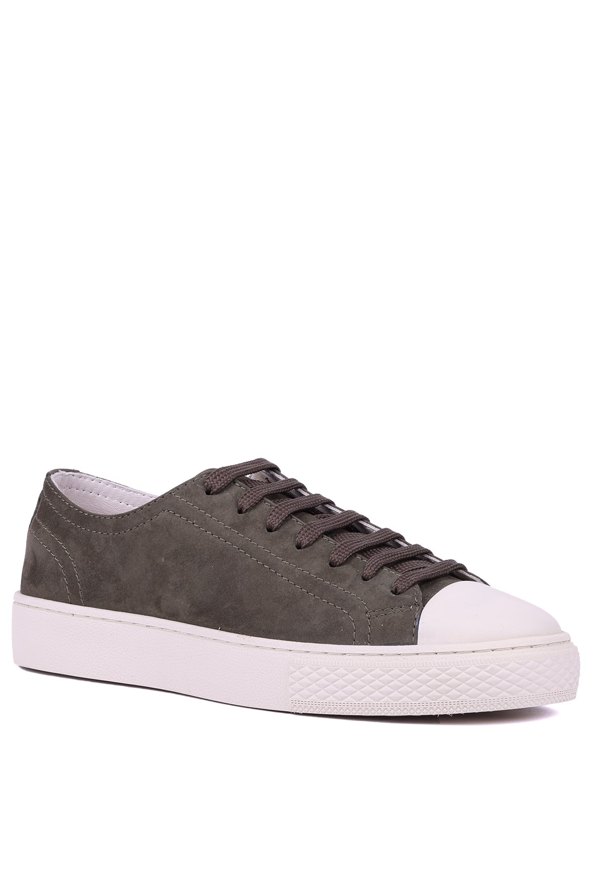 Shoetyle - Hakiki Nubuk Deri Haki Renk Erkek Sneaker - 666-0381