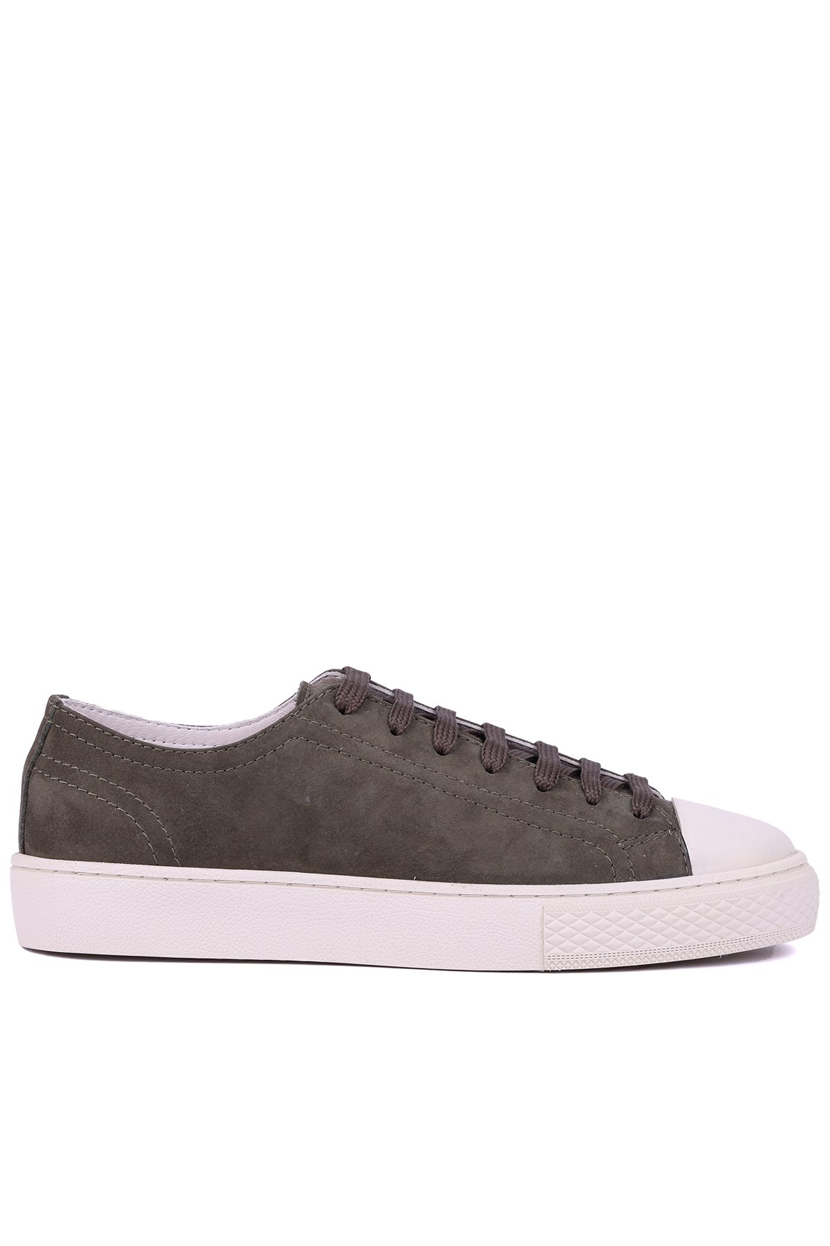 Shoetyle - Hakiki Nubuk Deri Haki Renk Erkek Sneaker - 666-0381
