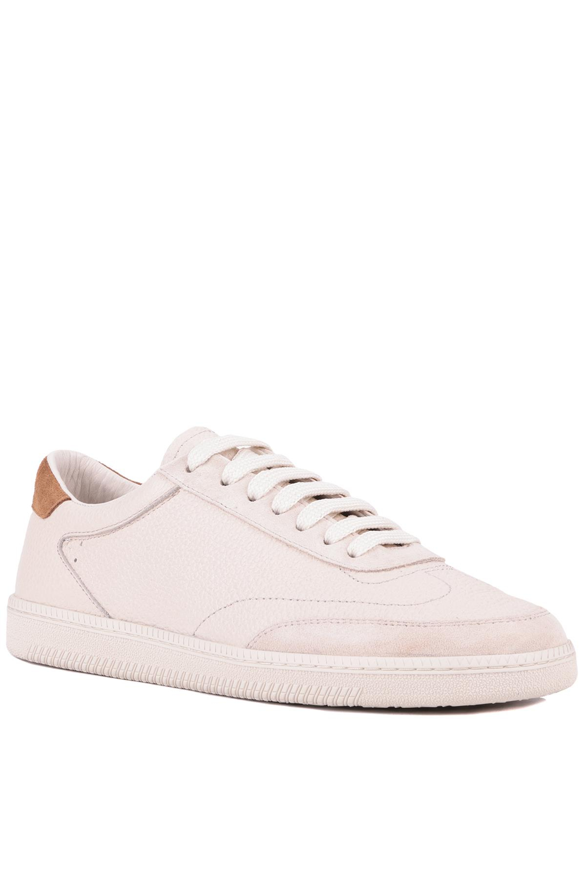Shoetyle -  Bej Rengi Hakiki Deri Bağcıklı Erkek Günlük Ayakkabı 666-1098