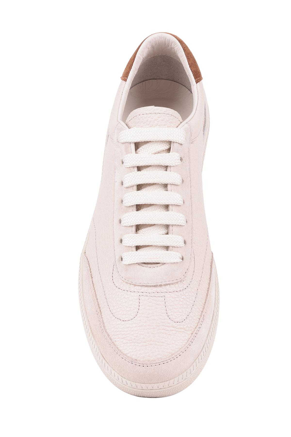 Shoetyle -  Bej Rengi Hakiki Deri Bağcıklı Erkek Günlük Ayakkabı 666-1098