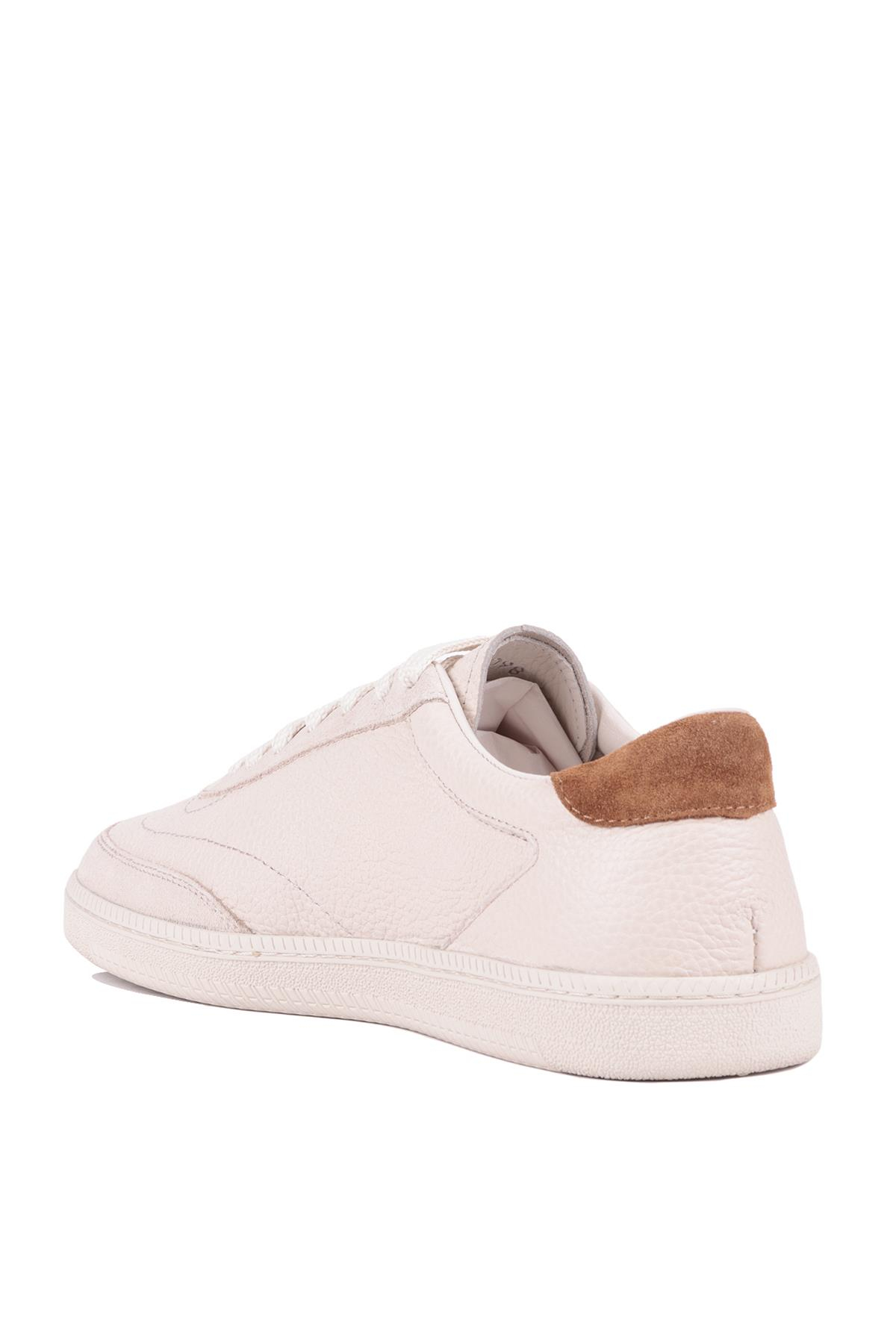 Shoetyle -  Bej Rengi Hakiki Deri Bağcıklı Erkek Günlük Ayakkabı 666-1098