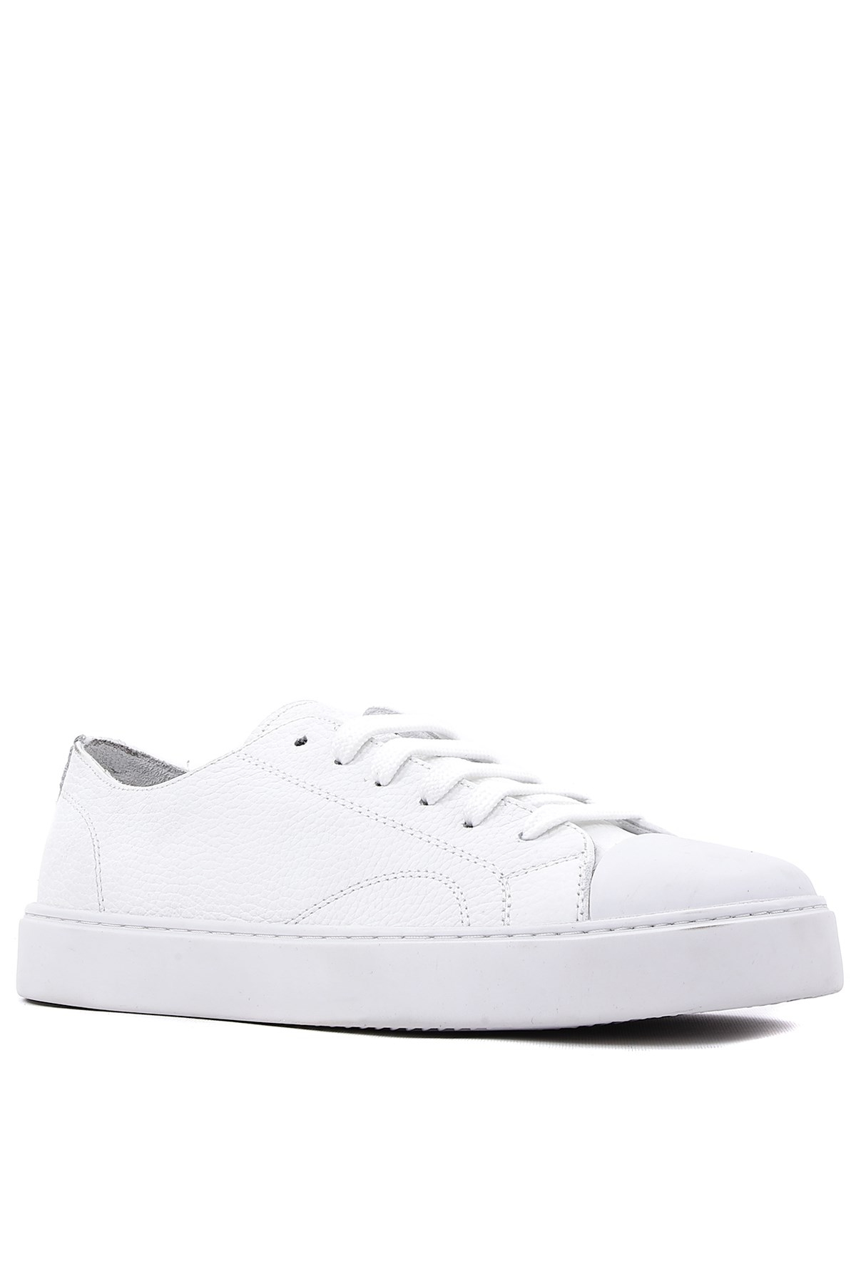 Shoetyle - Hakiki Deri Beyaz Renk Günlük Erkek Sneaker - 666-25