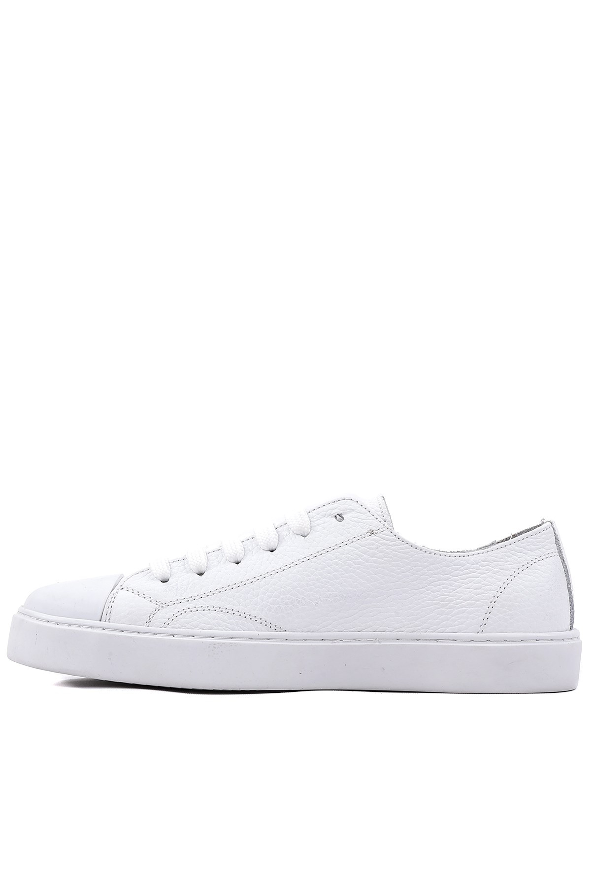Shoetyle - Hakiki Deri Beyaz Renk Günlük Erkek Sneaker - 666-25