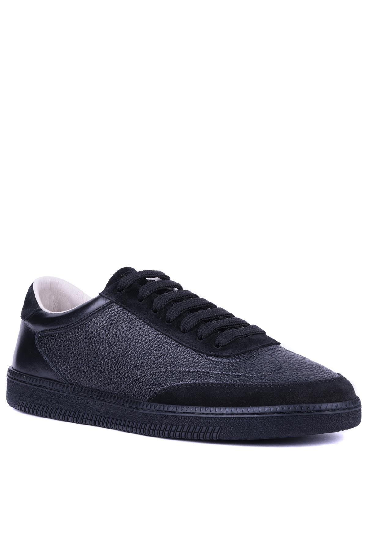 Shoetyle - Siyah Renk Hakiki Deri Bağcıklı Erkek Günlük Ayakkabı 666-1098 