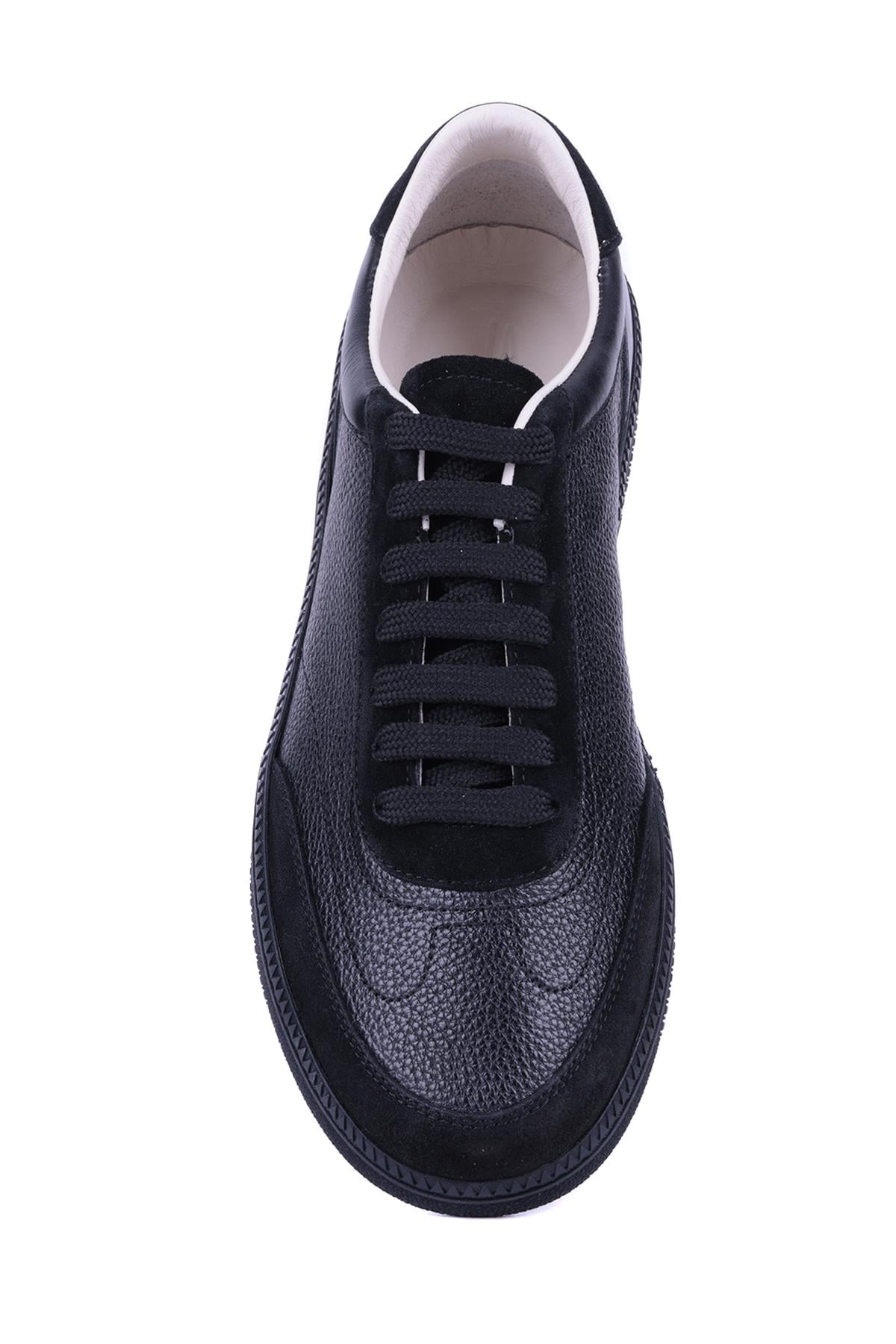 Shoetyle - Siyah Renk Hakiki Deri Bağcıklı Erkek Günlük Ayakkabı 666-1098 