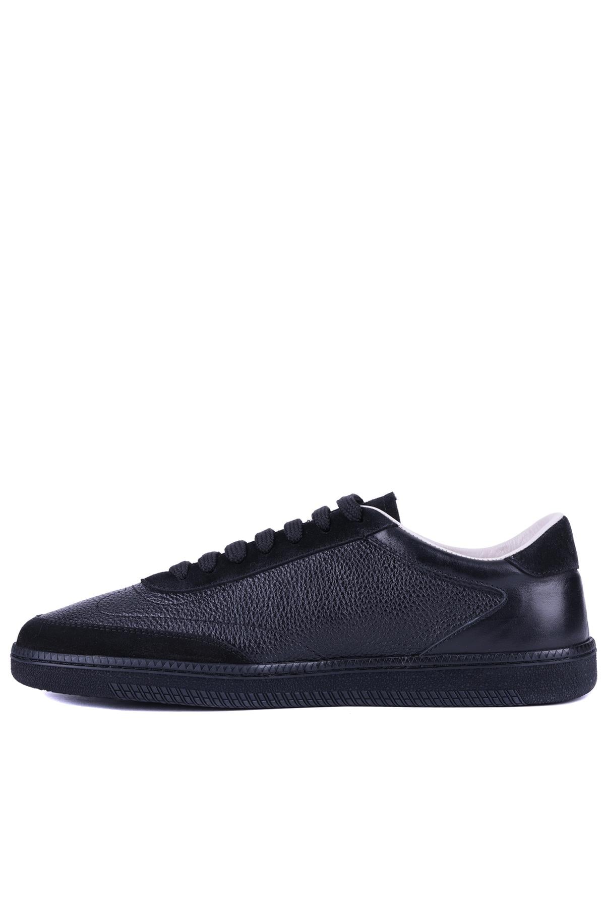 Shoetyle - Siyah Renk Hakiki Deri Bağcıklı Erkek Günlük Ayakkabı 666-1098 