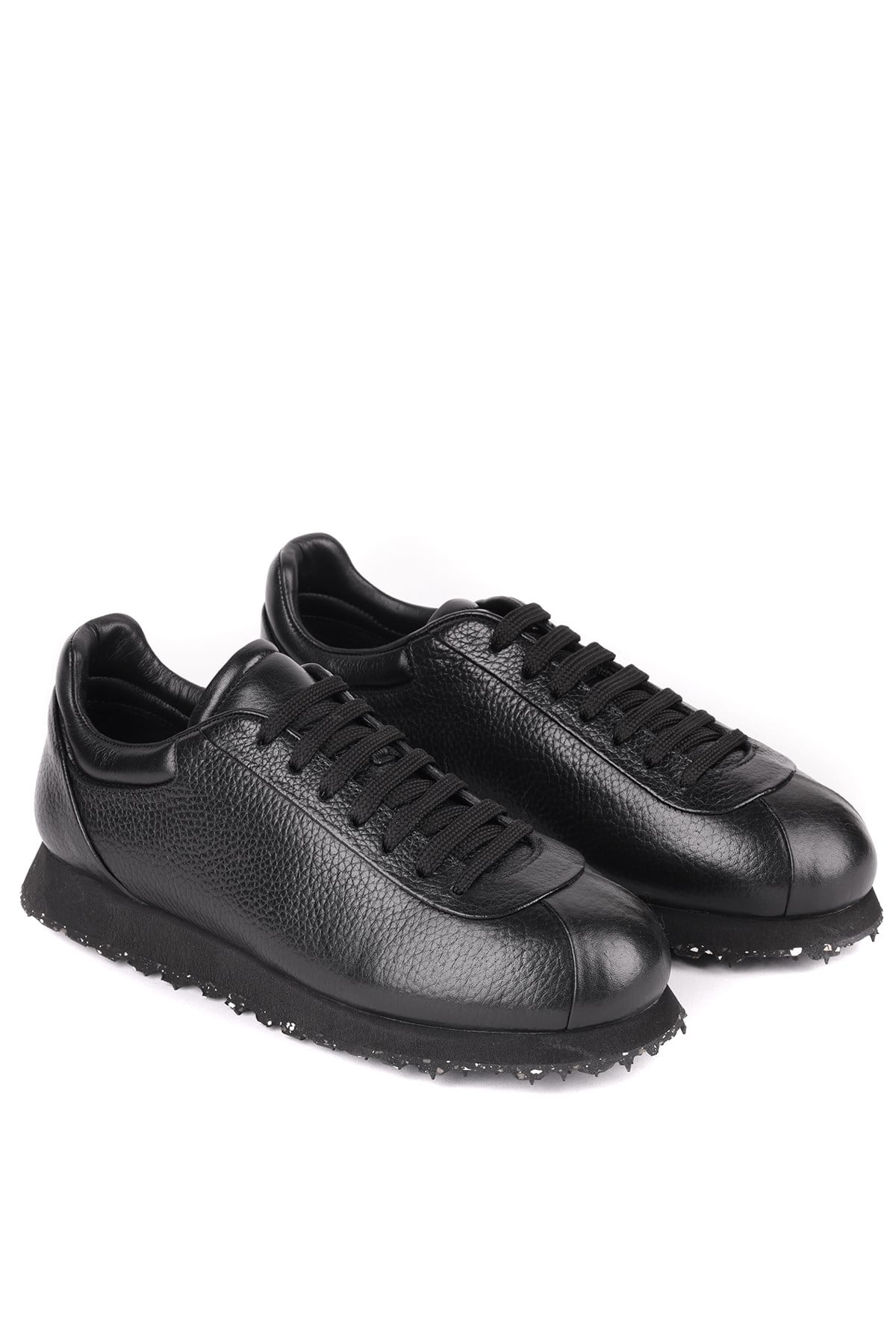 Shoetyle - Hakiki Deri Siyah Renk Günlük Erkek Sneaker - 666-10-110