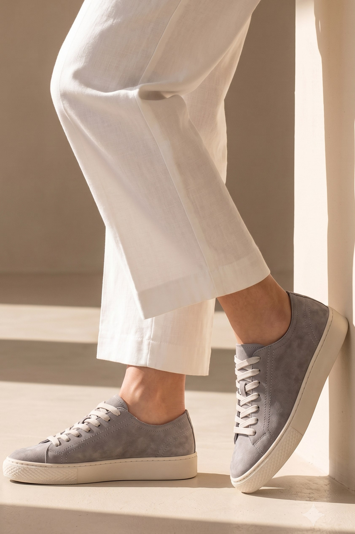 Shoetyle - Hakiki Nubuk Deri Gri Renk Erkek Sneaker - 666-0381 