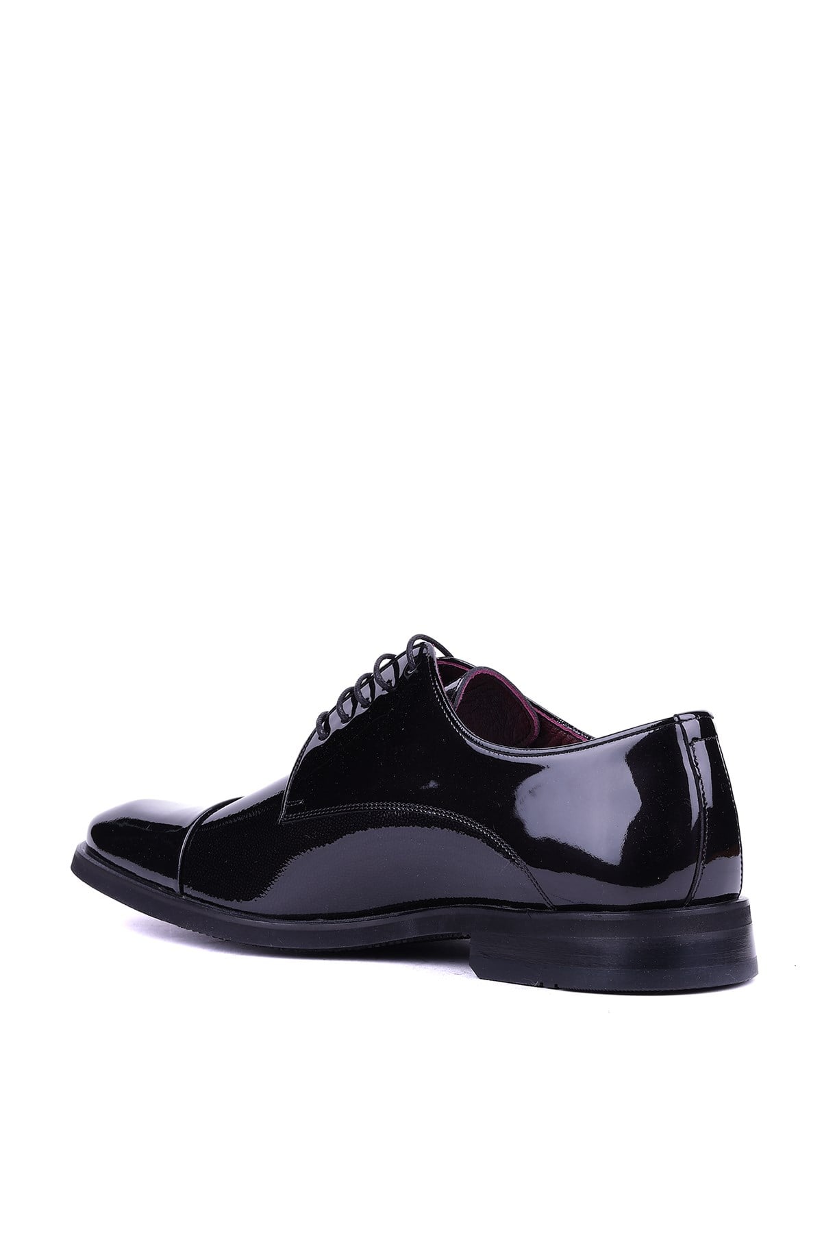 Shoetyle - Hakiki Rugan Deri Siyah Renk Klasik Erkek Ayakkabı - 900-3710