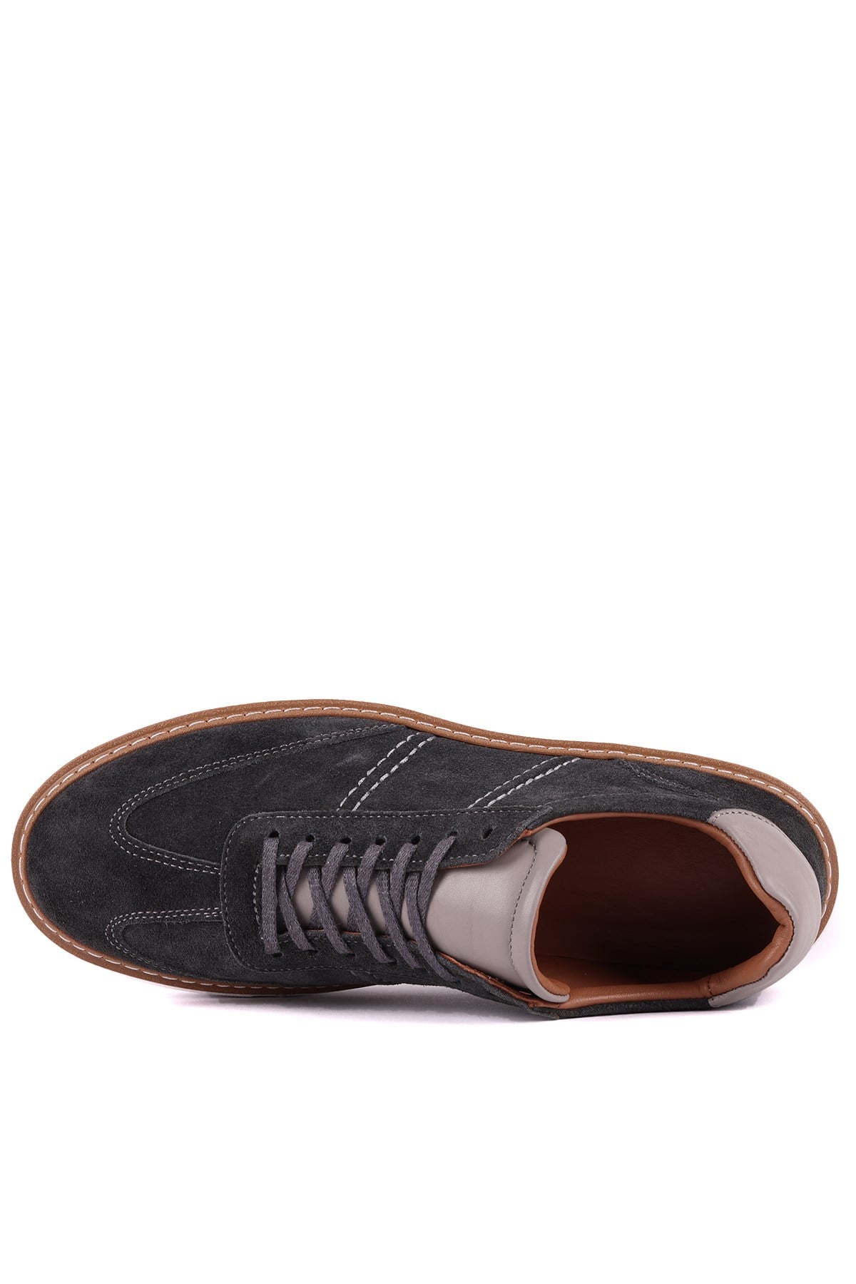 Shoetyle - Hakiki Süet Deri Antrasit Gri Renk Bağcıklı Günlük Erkek Ayakkabı - 250-3001