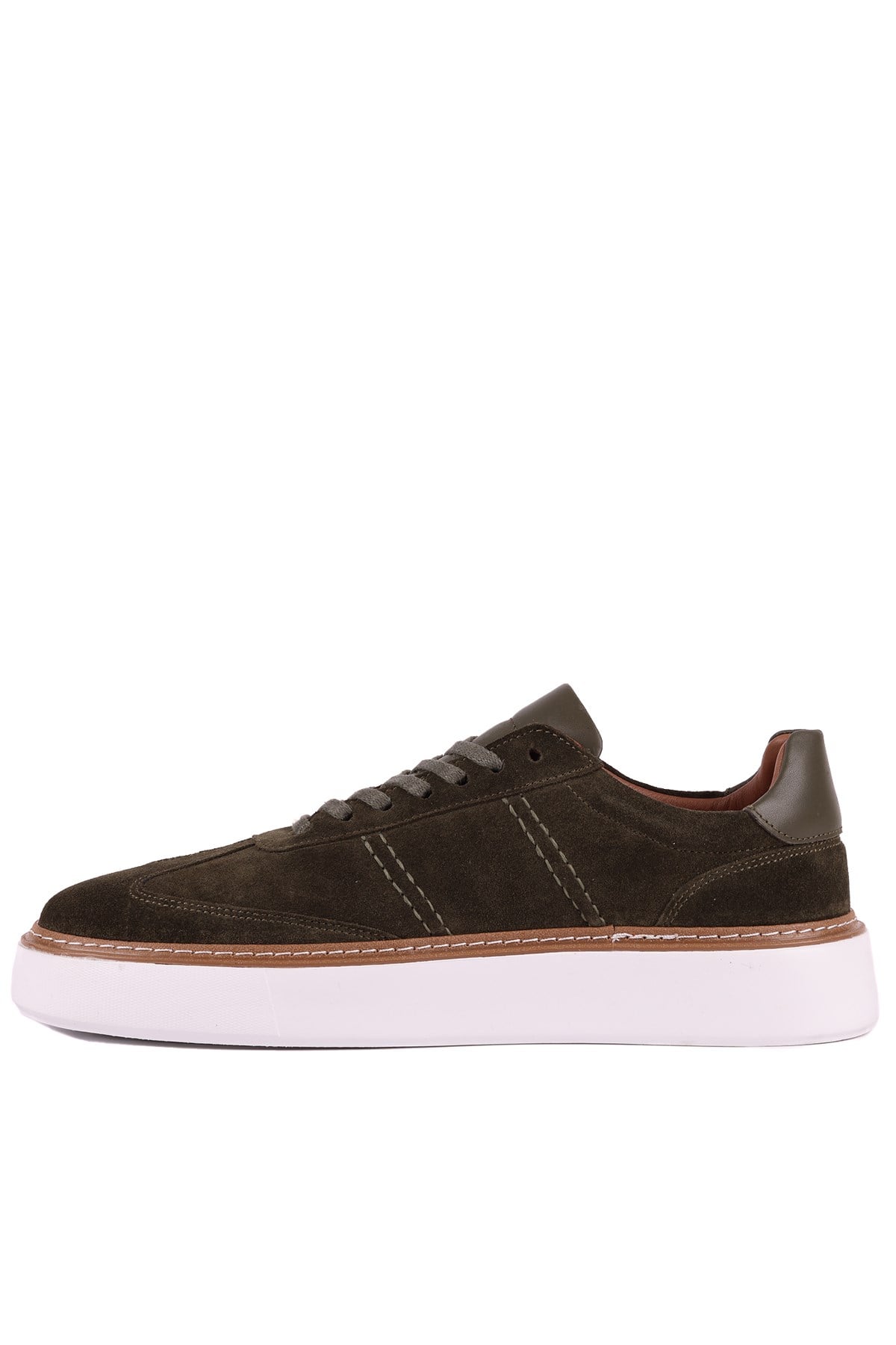 Shoetyle - Hakiki Süet Deri Haki Renk Bağcıklı Günlük Erkek Ayakkabı - 250-3001