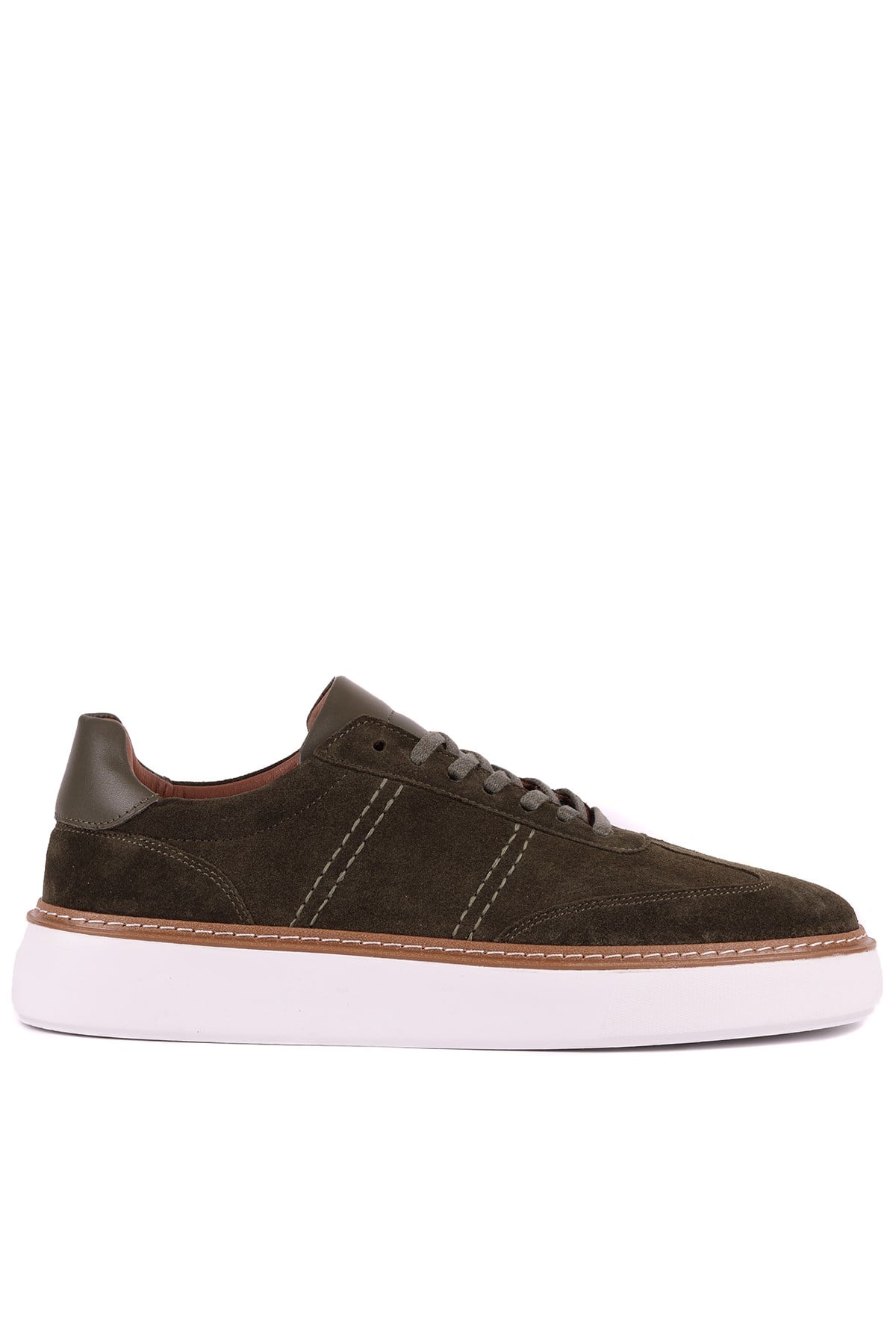 Shoetyle - Hakiki Süet Deri Haki Renk Bağcıklı Günlük Erkek Ayakkabı - 250-3001