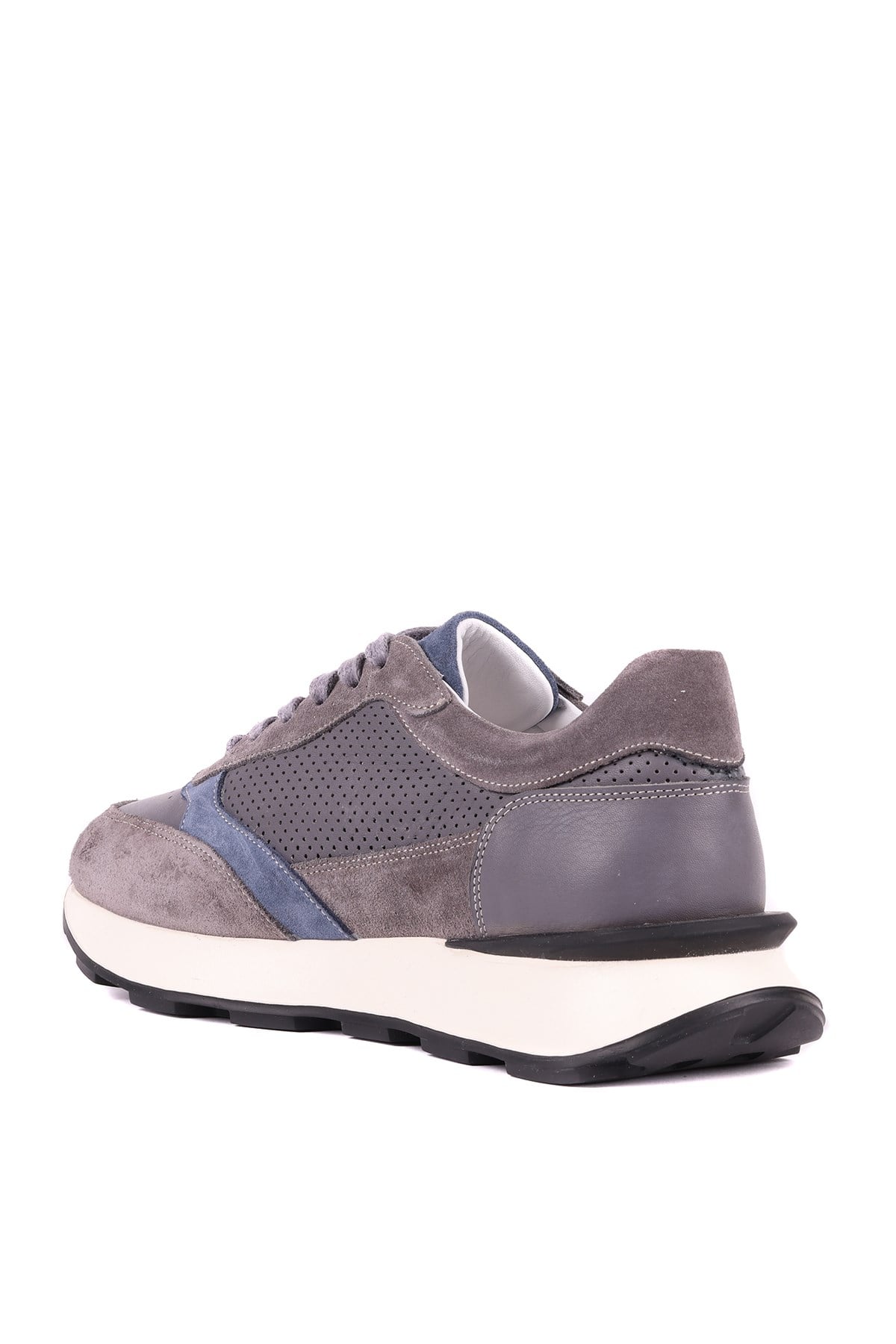 Shoetyle - Hakiki Deri Gri Renk Günlük Erkek Sneaker - 250-3000 