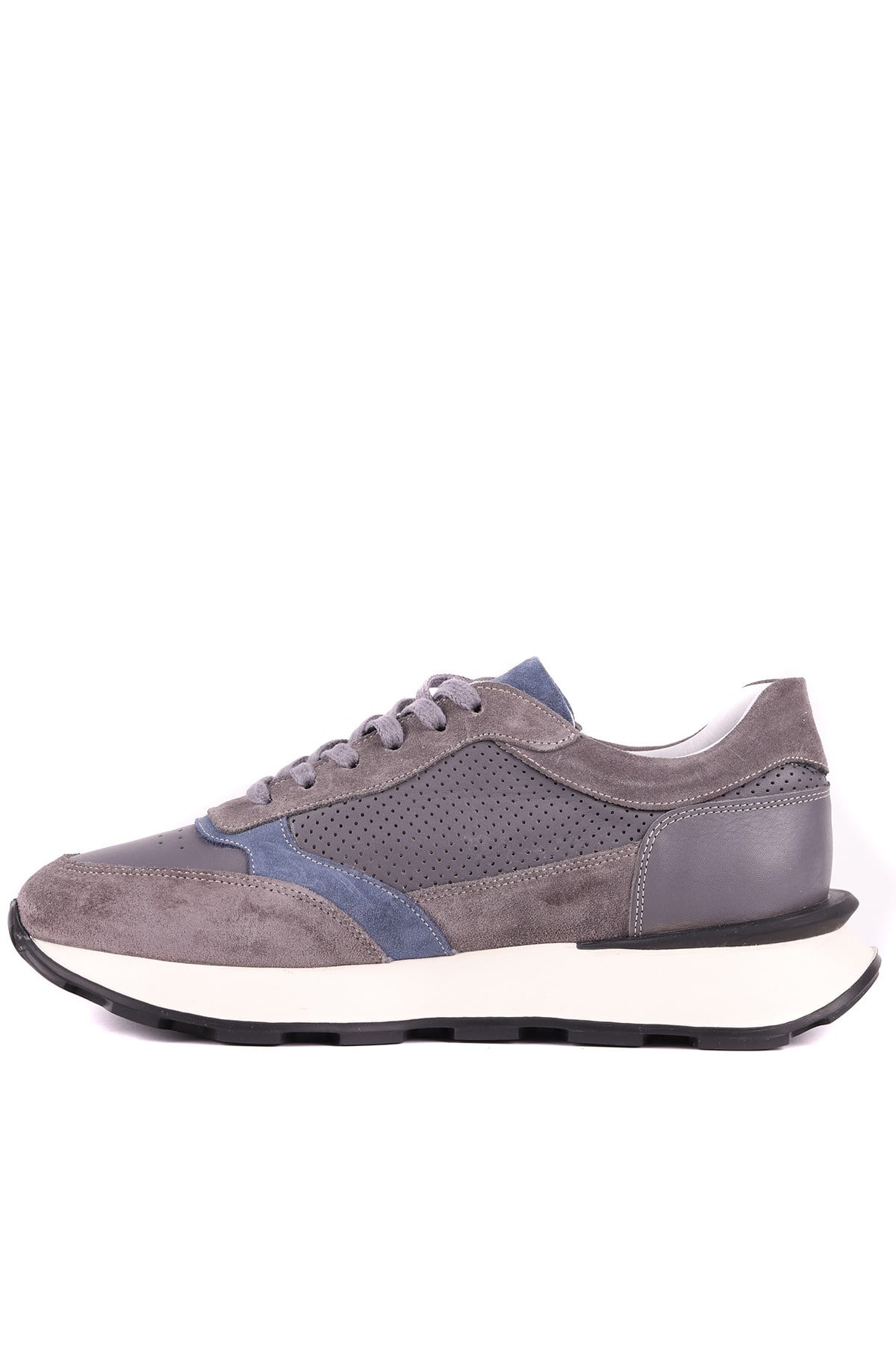 Shoetyle - Hakiki Deri Gri Renk Günlük Erkek Sneaker - 250-3000 