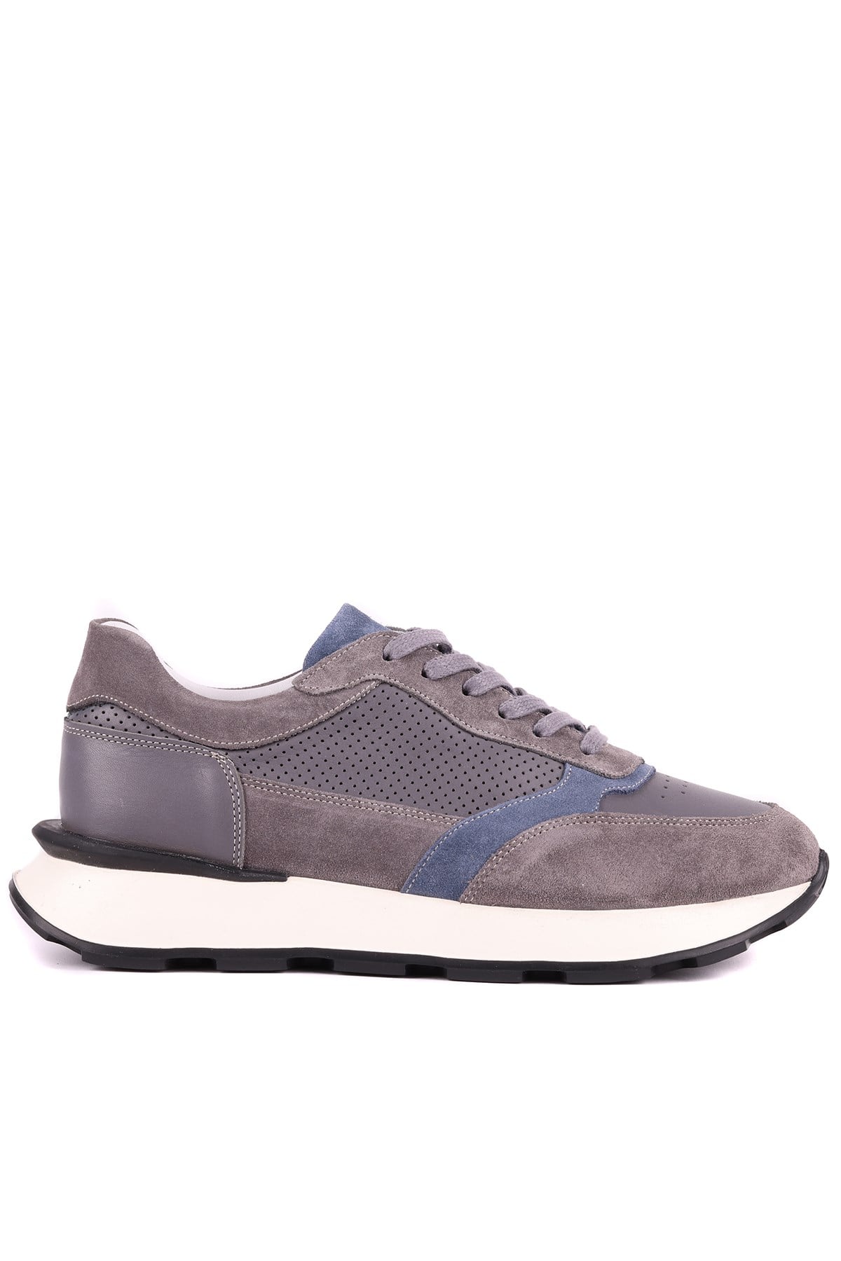 Shoetyle - Hakiki Deri Gri Renk Günlük Erkek Sneaker - 250-3000 