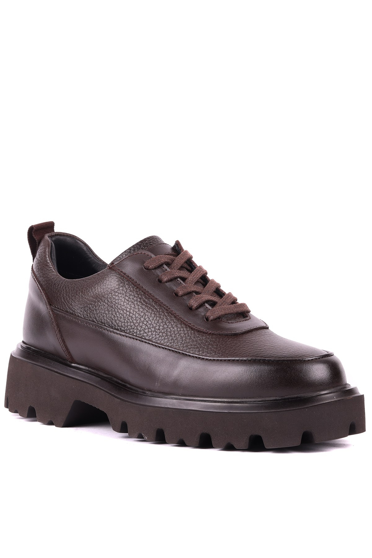 Shoetyle - Kahverengi Hakiki Deri Bağcıklı Erkek Günlük Ayakkabı 115-K534