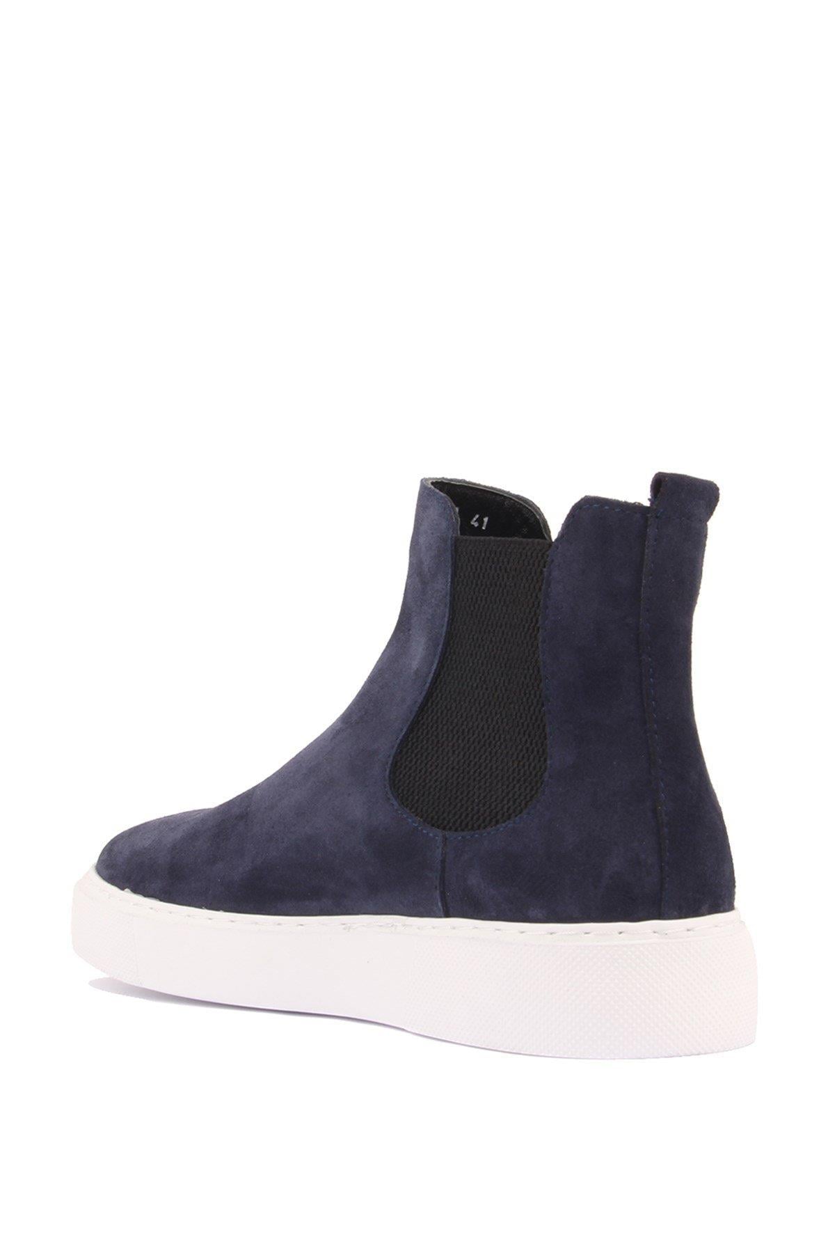 Shoetyle - Lacivert Hakiki Deri Süet Erkek Chelsea Bot   250-041 