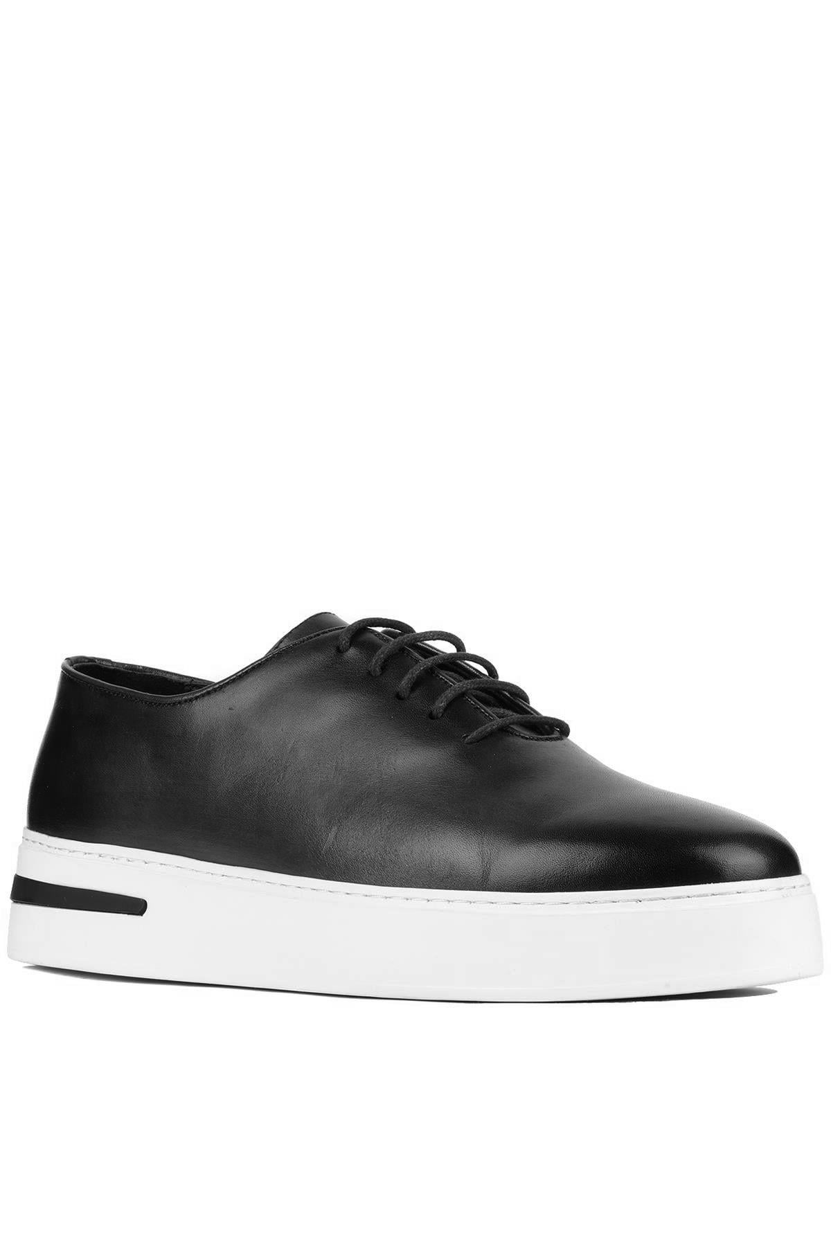 Shoetyle - Siyah Deri Bağcıklı Erkek Günlük Ayakkabı 610-1005