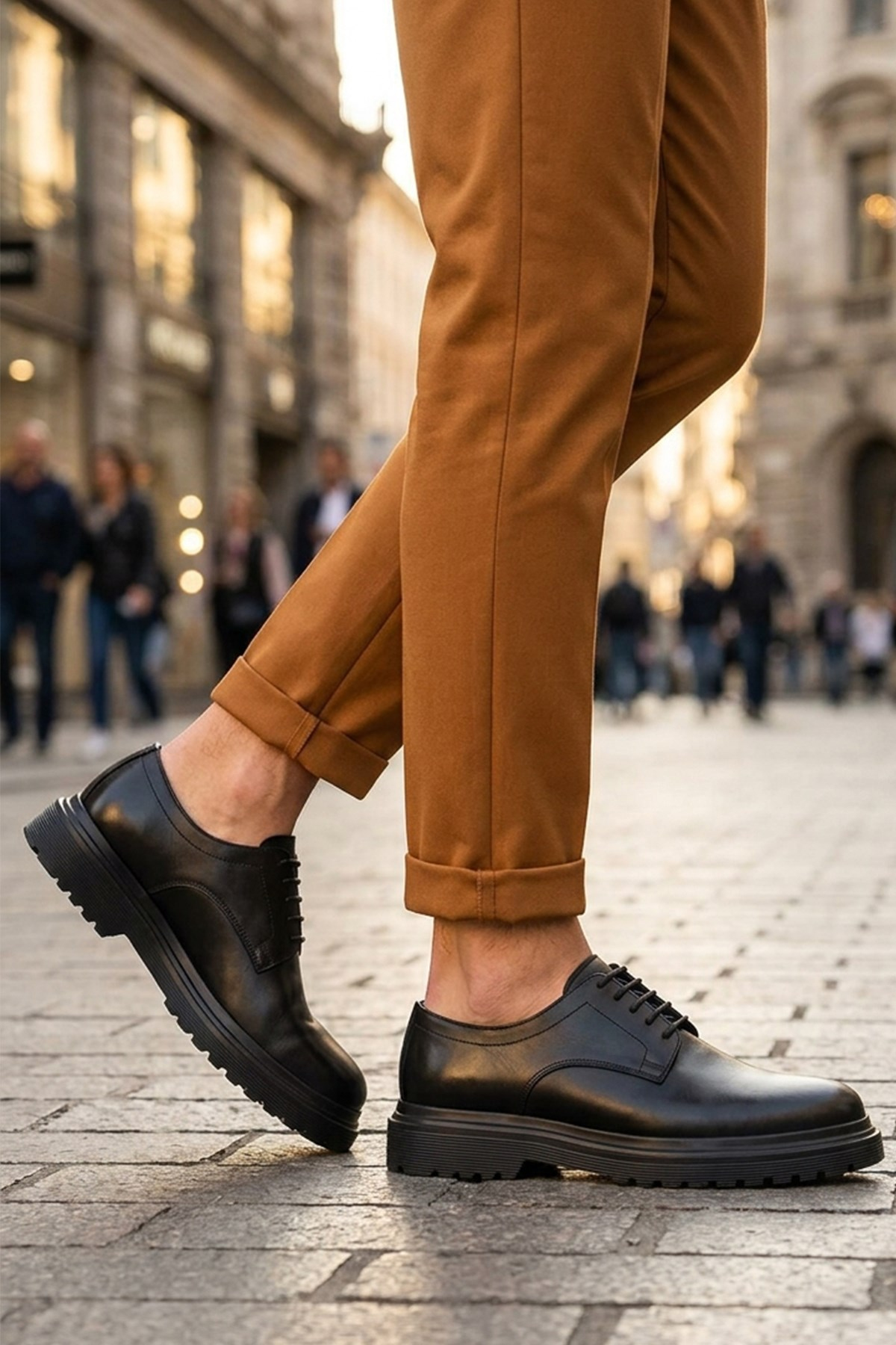 Shoetyle - Siyah Deri Bağcıklı Erkek Klasik Ayakkabı 250-2013
