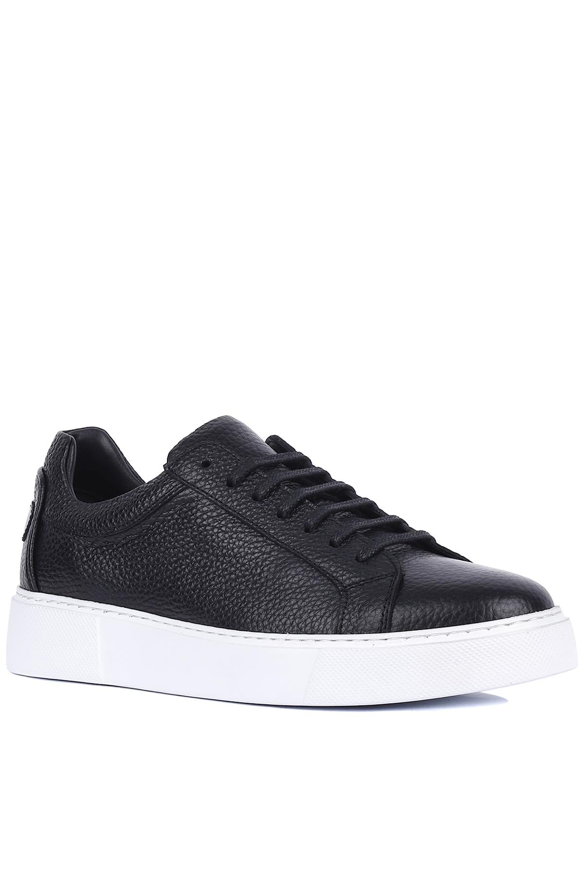 Shoetyle - Siyah Deri Bağcıklı Erkek Sneaker 250-1400