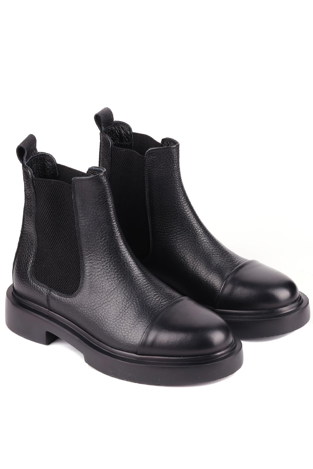 Shoetyle - Siyah Deri Erkek Chelsea Bot 250-080