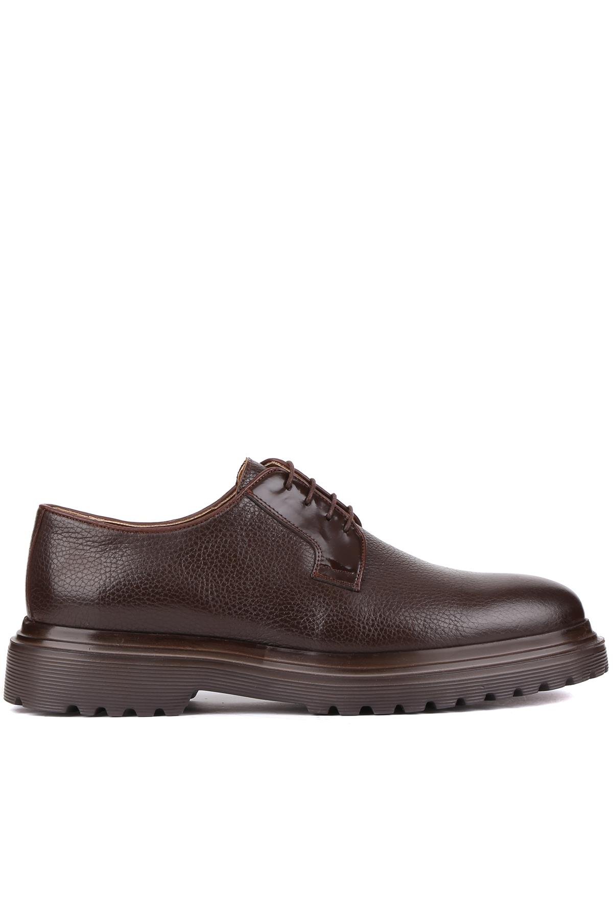 Shoetyle - Kahverengi Deri Bağcıklı Erkek Klasik Ayakkabı 250-2013