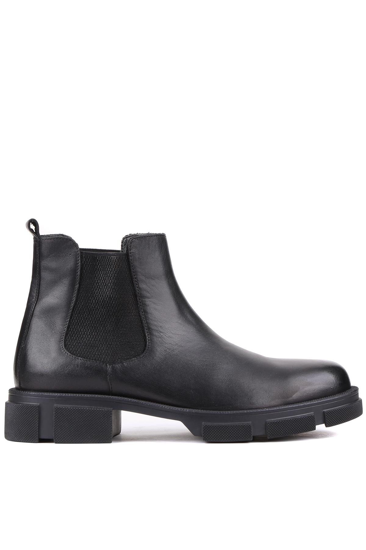 Shoetyle - Siyah Deri Erkek Chelsea Bot 250-207