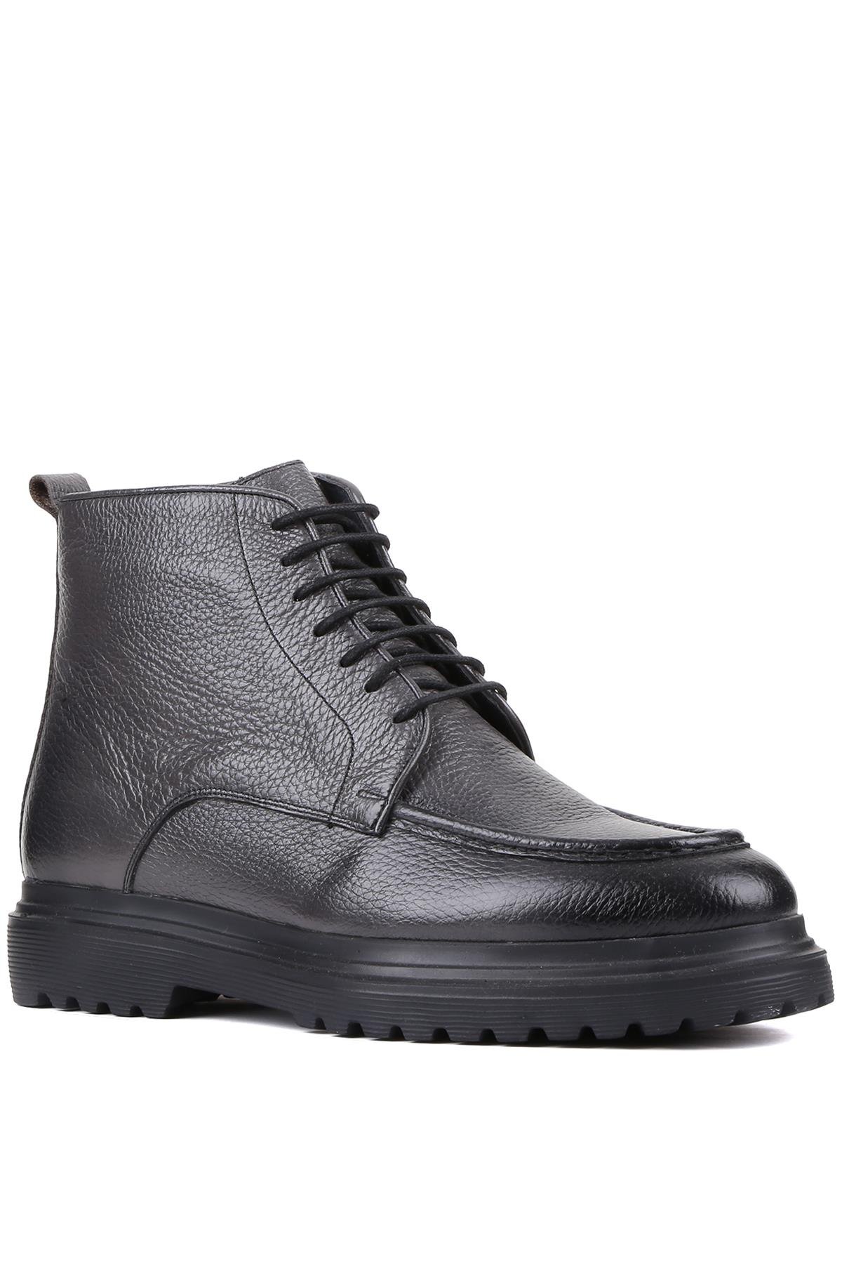 Shoetyle - Gri Deri Fermuarlı Erkek Bot 250-604