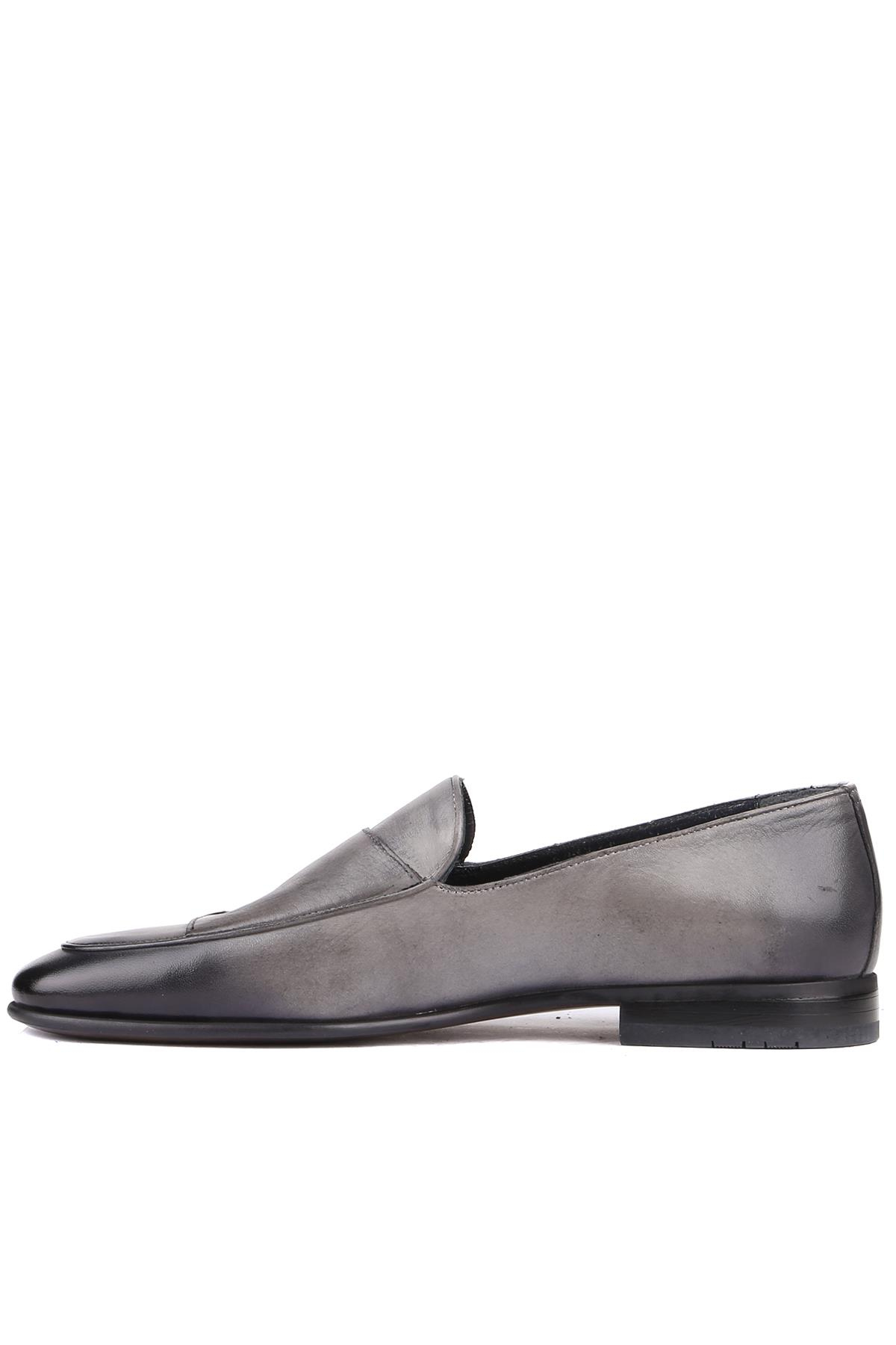 Shoetyle - Gri Deri Tokalı Erkek Klasik Ayakkabı 250-2300
