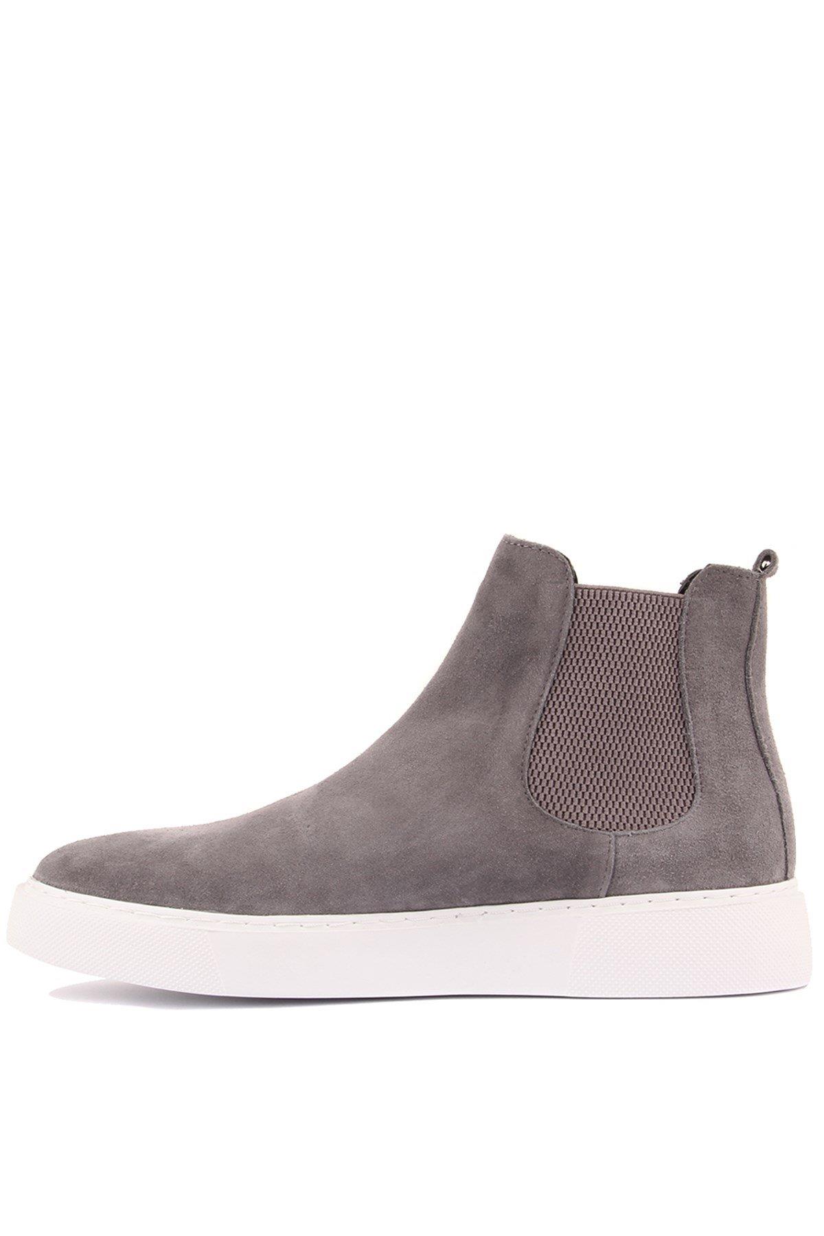 Shoetyle - Gri Hakiki Deri Süet Erkek Chelsea Bot   250-041 