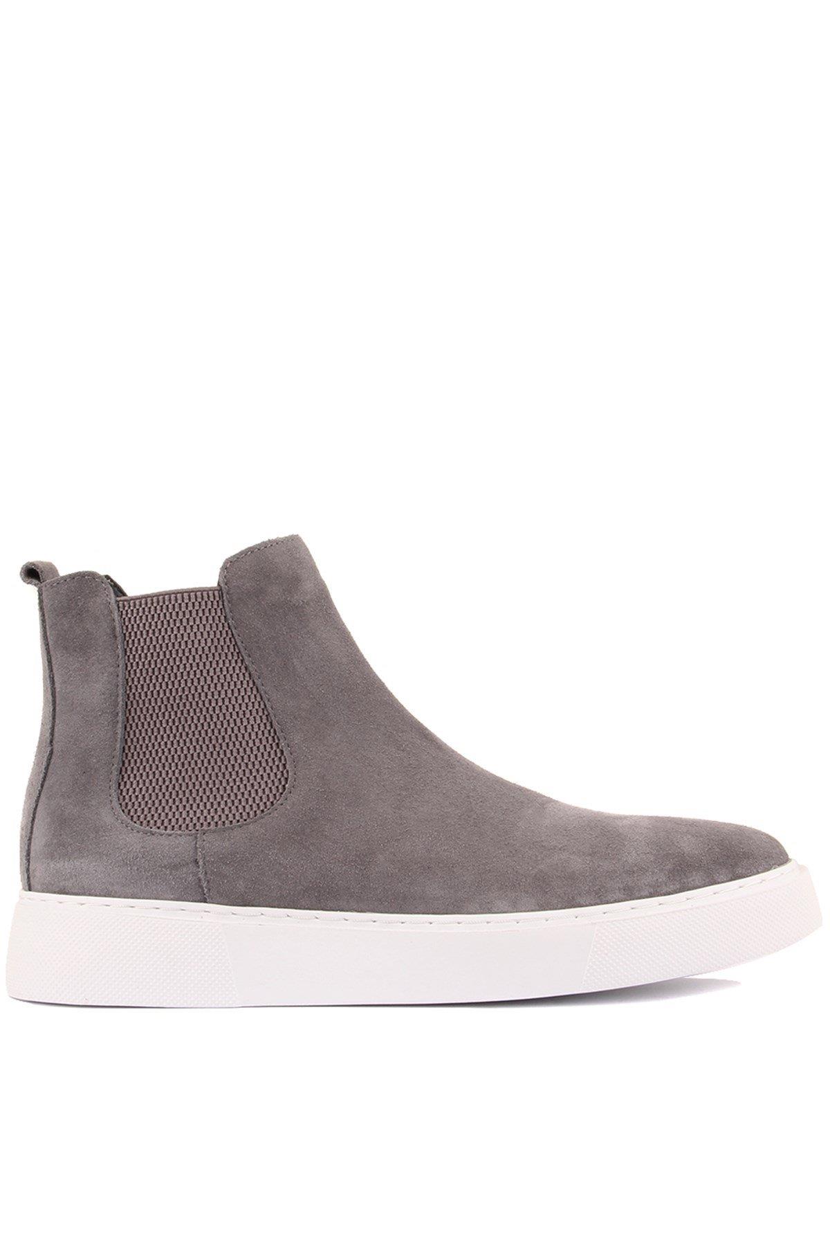 Shoetyle - Gri Hakiki Deri Süet Erkek Chelsea Bot   250-041 