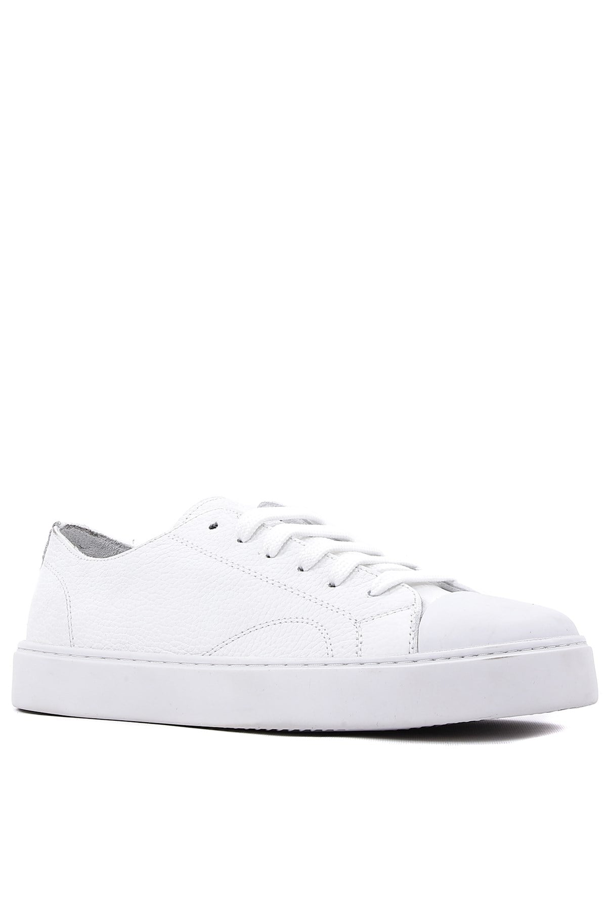 Shoetyle - Hakiki Deri Beyaz Renk Günlük Erkek Sneaker - 666-25