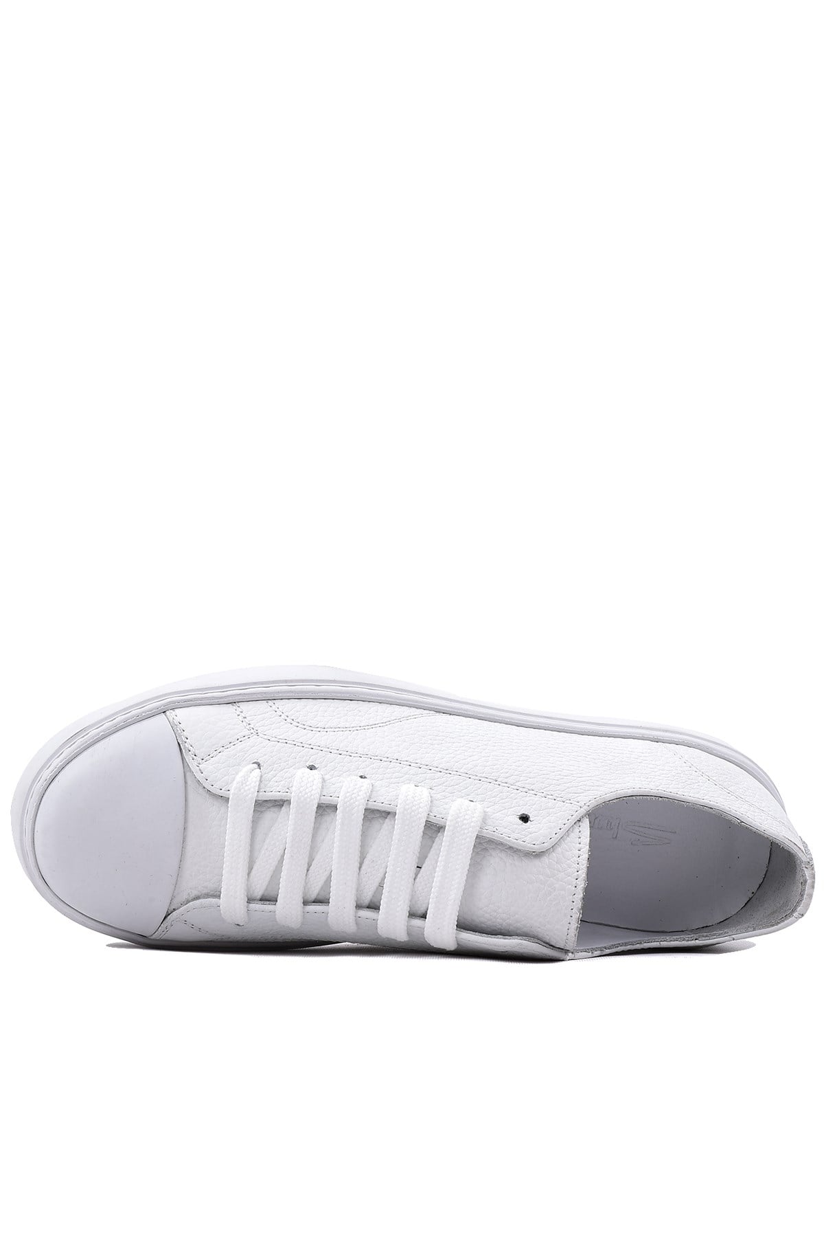 Shoetyle - Hakiki Deri Beyaz Renk Günlük Erkek Sneaker - 666-25
