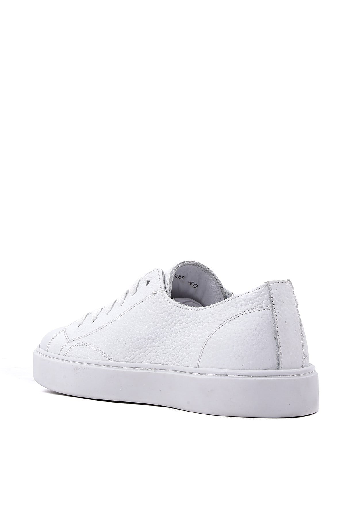 Shoetyle - Hakiki Deri Beyaz Renk Günlük Erkek Sneaker - 666-25
