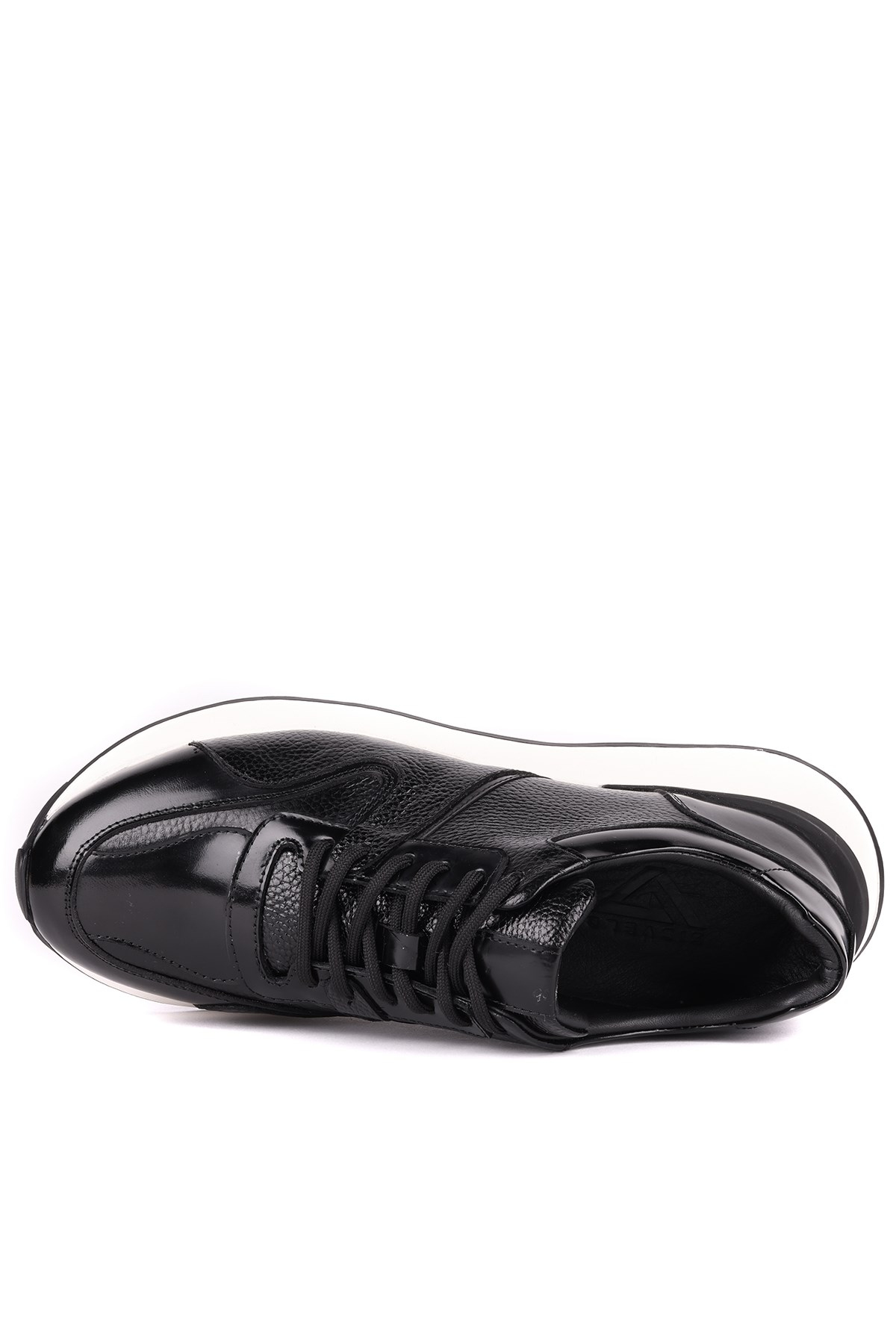 Shoetyle - Hakiki Deri Siyah Renk Günlük Erkek Sneaker - 610-1017