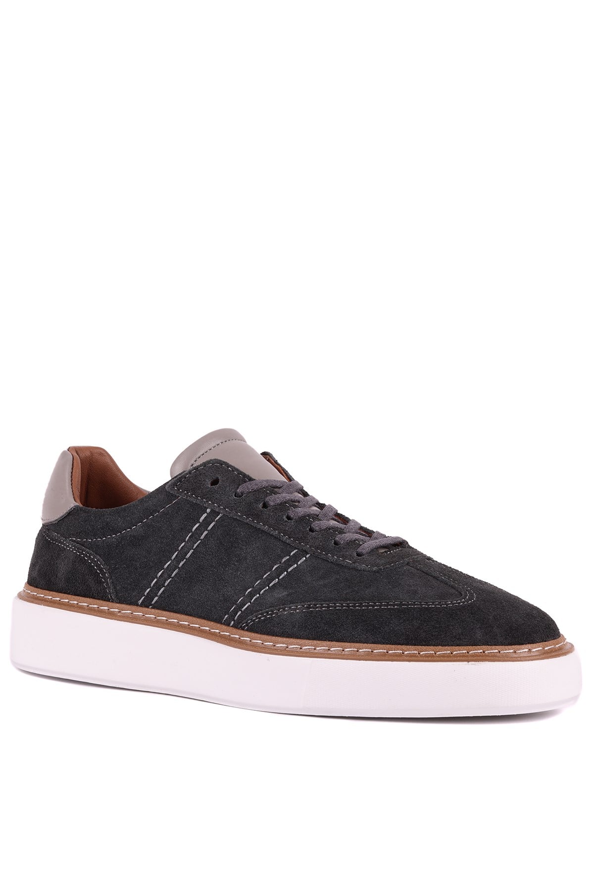 Shoetyle - Hakiki Süet Deri Antrasit Gri Renk Bağcıklı Günlük Erkek Ayakkabı - 250-3001
