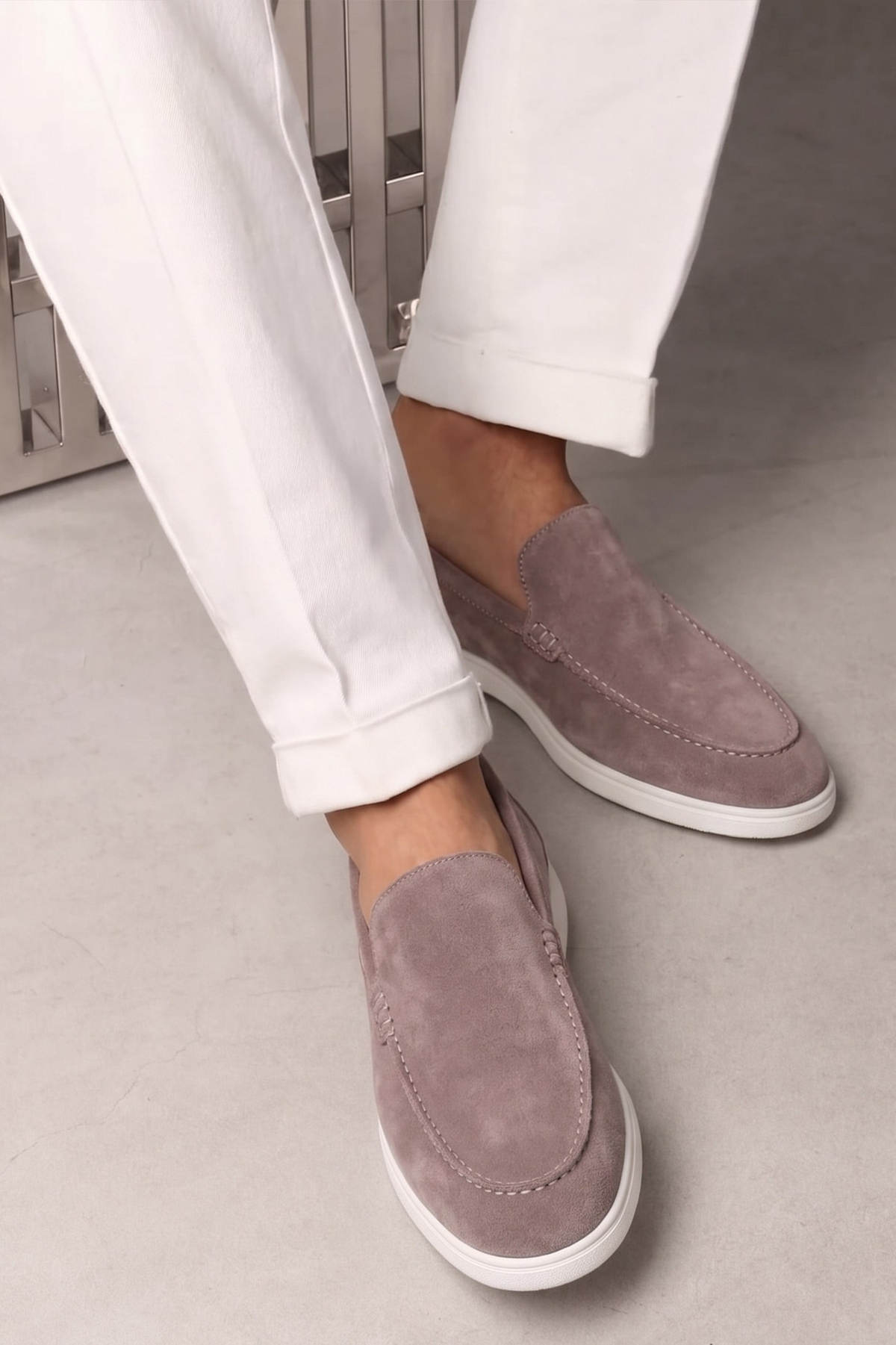 Shoetyle - Hakiki Süet Deri Bej Rengi Erkek Loafer - 115-K664
