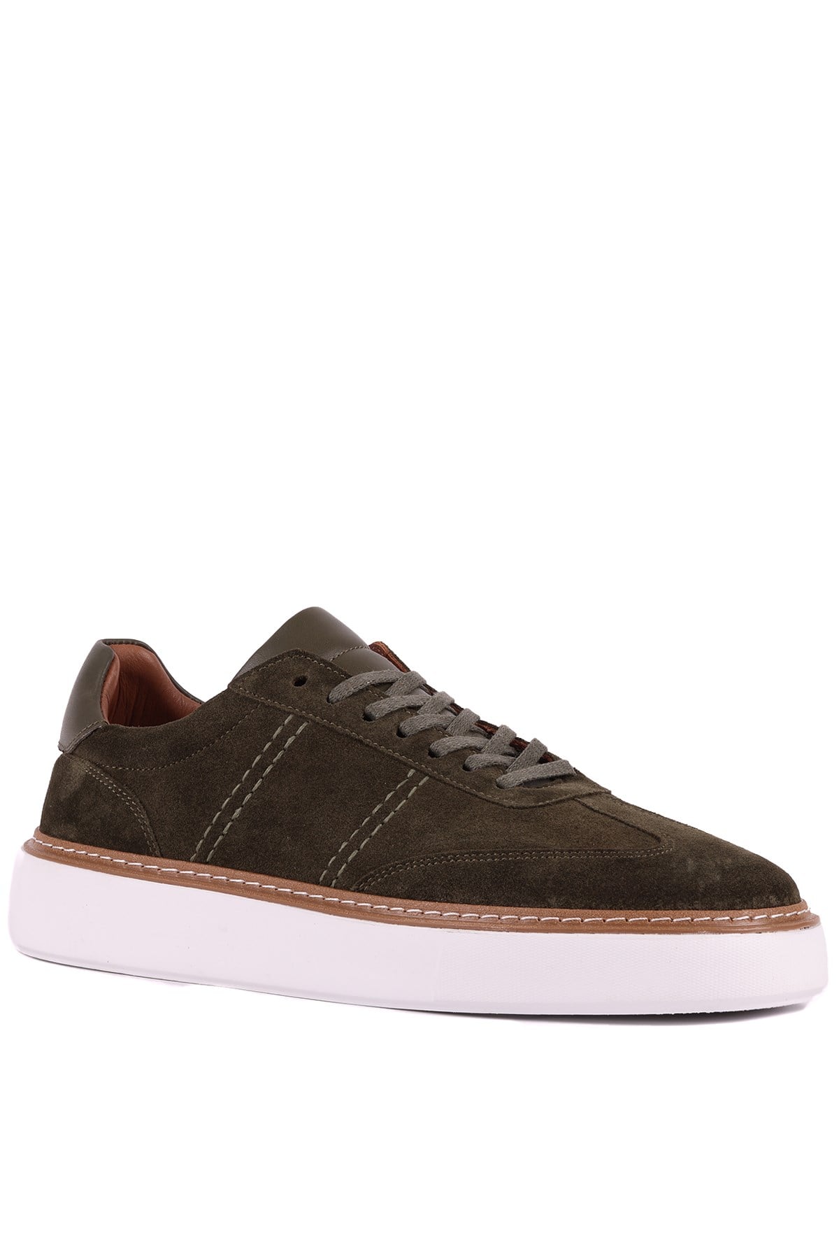 Shoetyle - Hakiki Süet Deri Haki Renk Bağcıklı Günlük Erkek Ayakkabı - 250-3001
