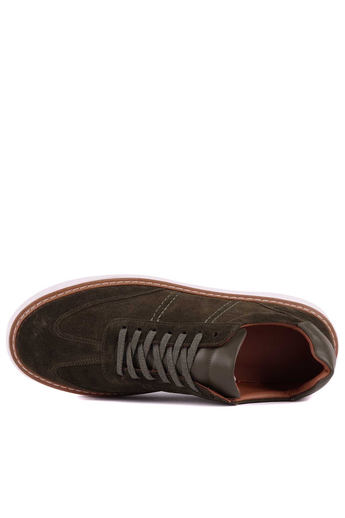 Shoetyle - Hakiki Süet Deri Haki Renk Bağcıklı Günlük Erkek Ayakkabı - 250-3001
