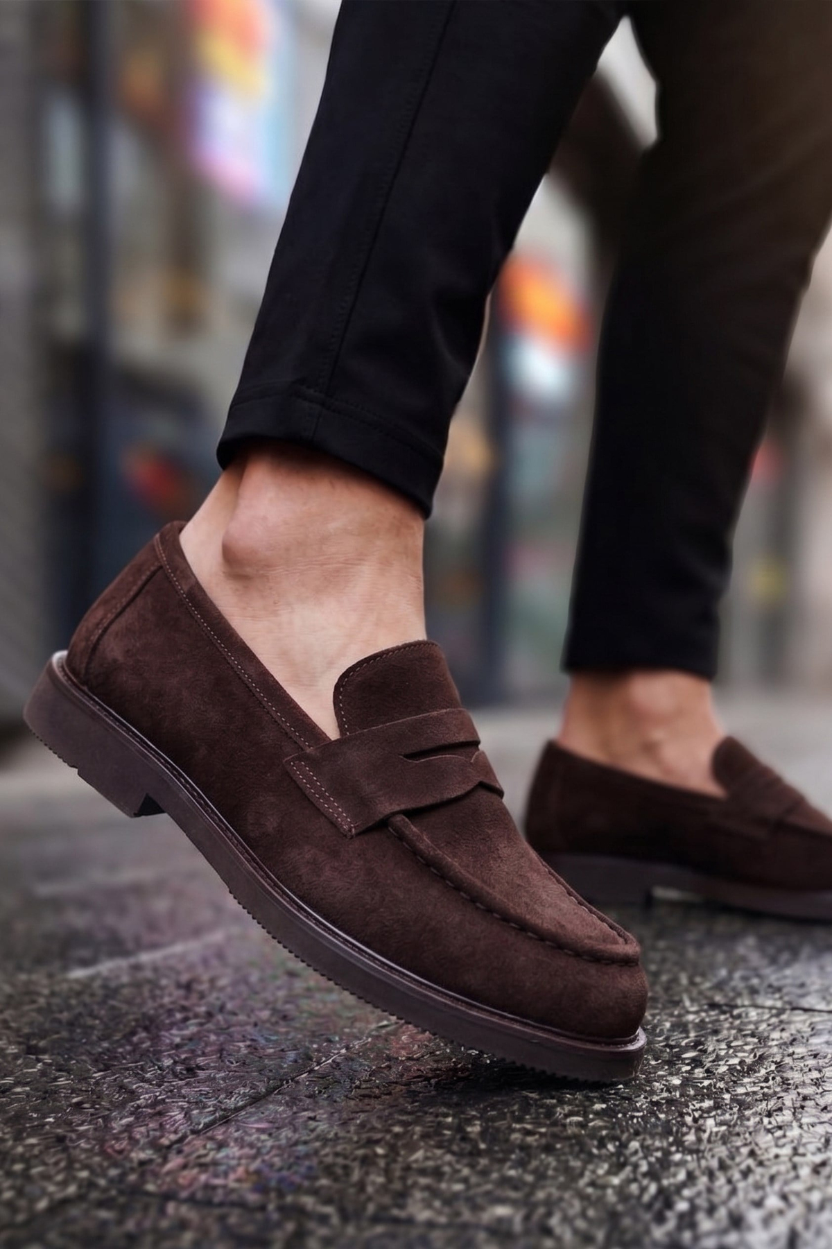 Shoetyle - Hakiki Süet Deri Kahverengi Erkek Loafer - 250-1975