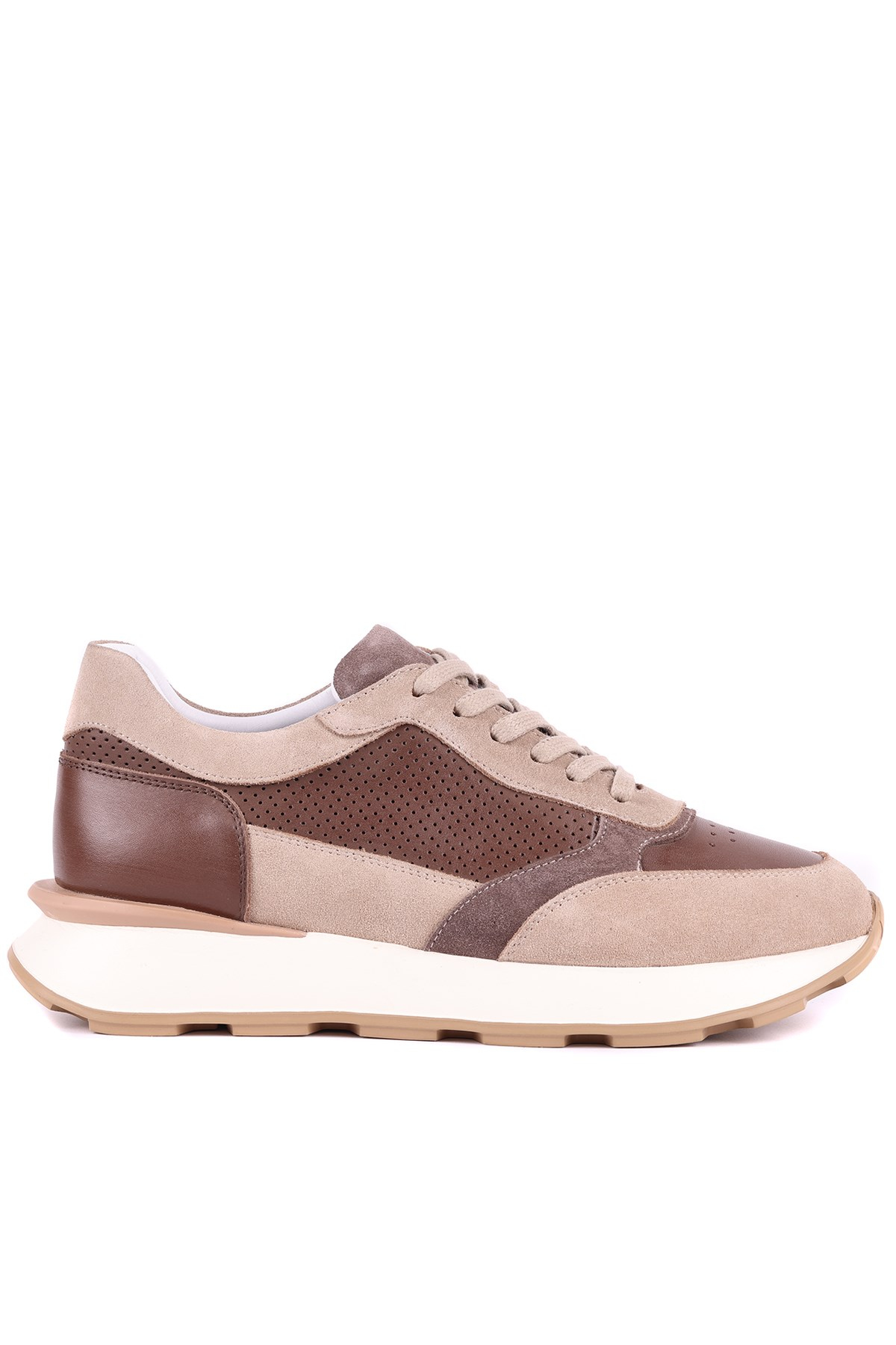 Shoetyle - Hakki Deri Bej Rengi Günlük Erkek Sneaker - 250-3000