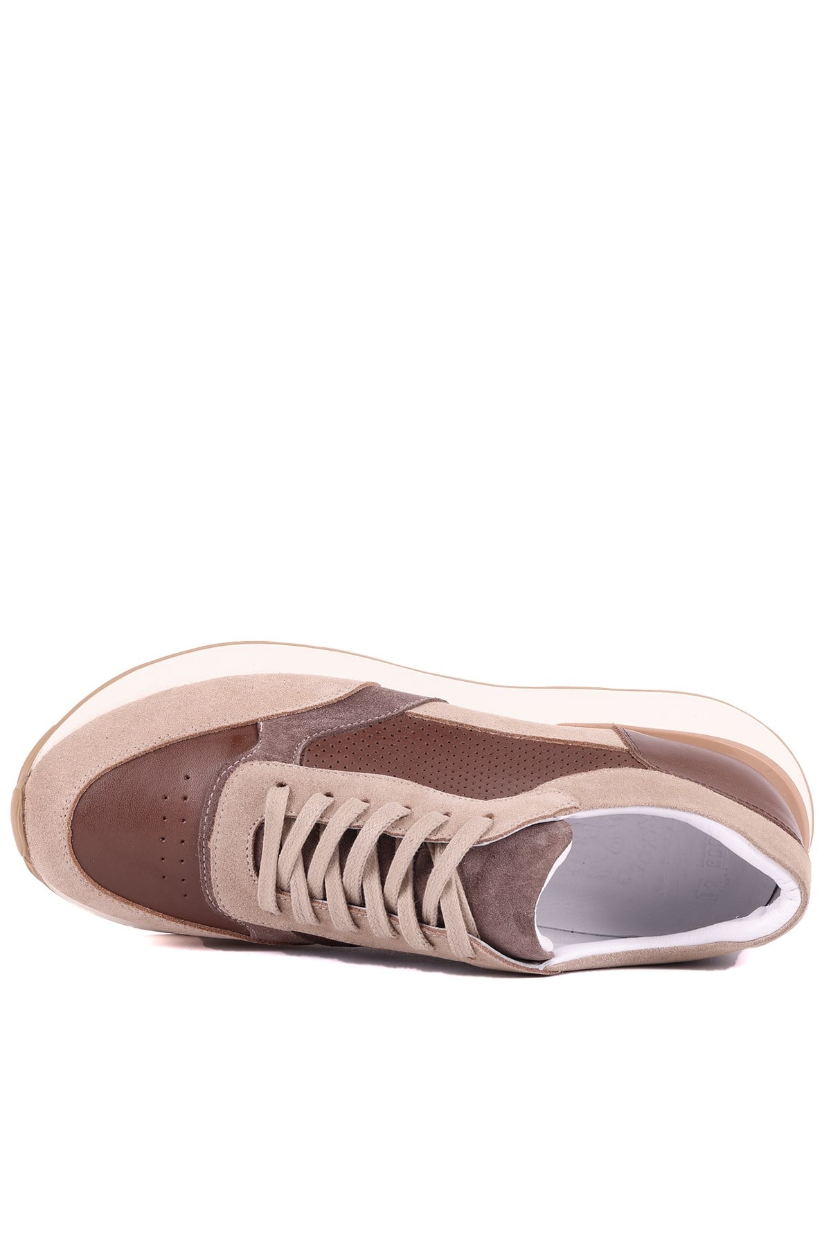 Shoetyle - Hakki Deri Bej Rengi Günlük Erkek Sneaker - 250-3000