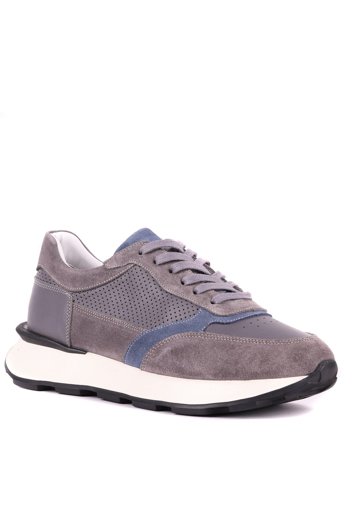 Shoetyle - Hakki Deri Gri Renk Günlük Erkek Sneaker - 250-3000 