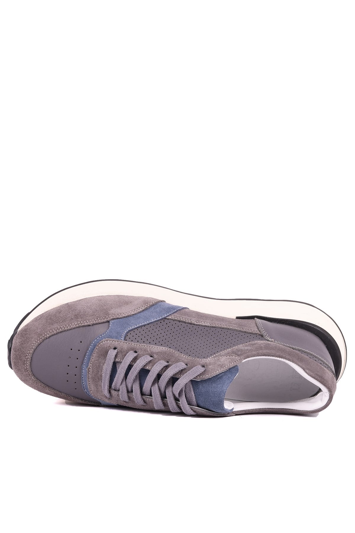 Shoetyle - Hakki Deri Gri Renk Günlük Erkek Sneaker - 250-3000 